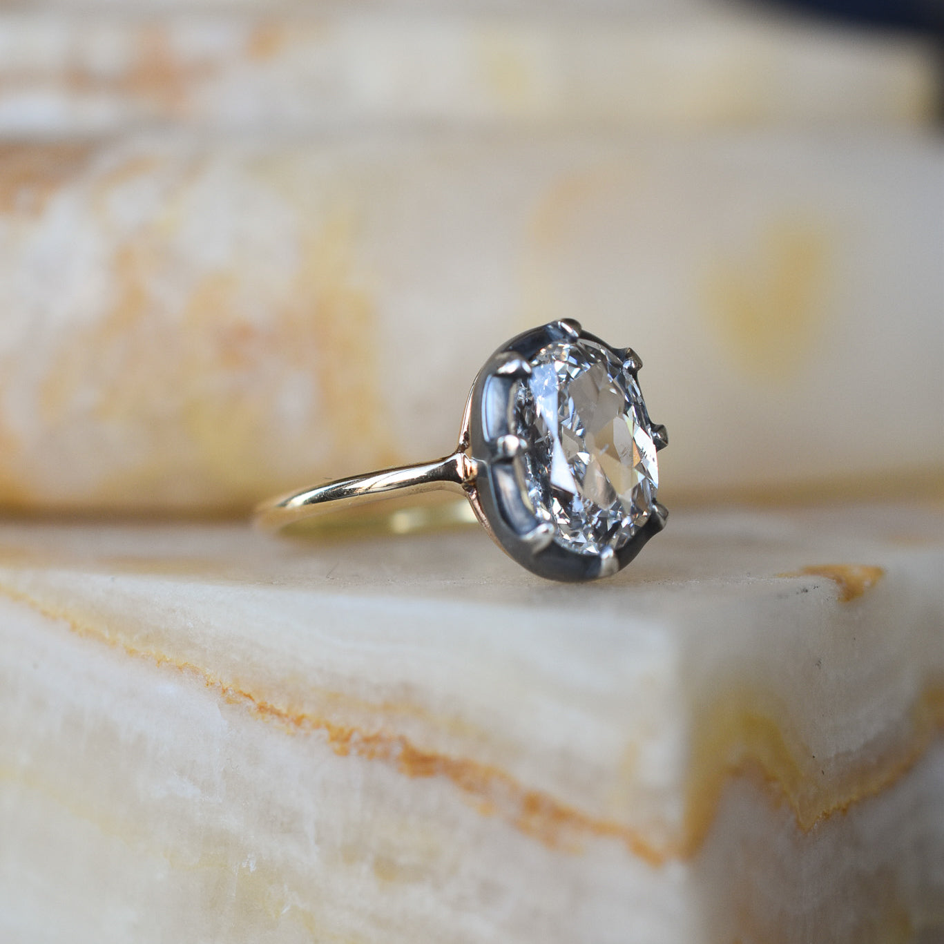 GIA 1.50ct Diamond Solitaire in Georgian Inspired 18k Gold Mount