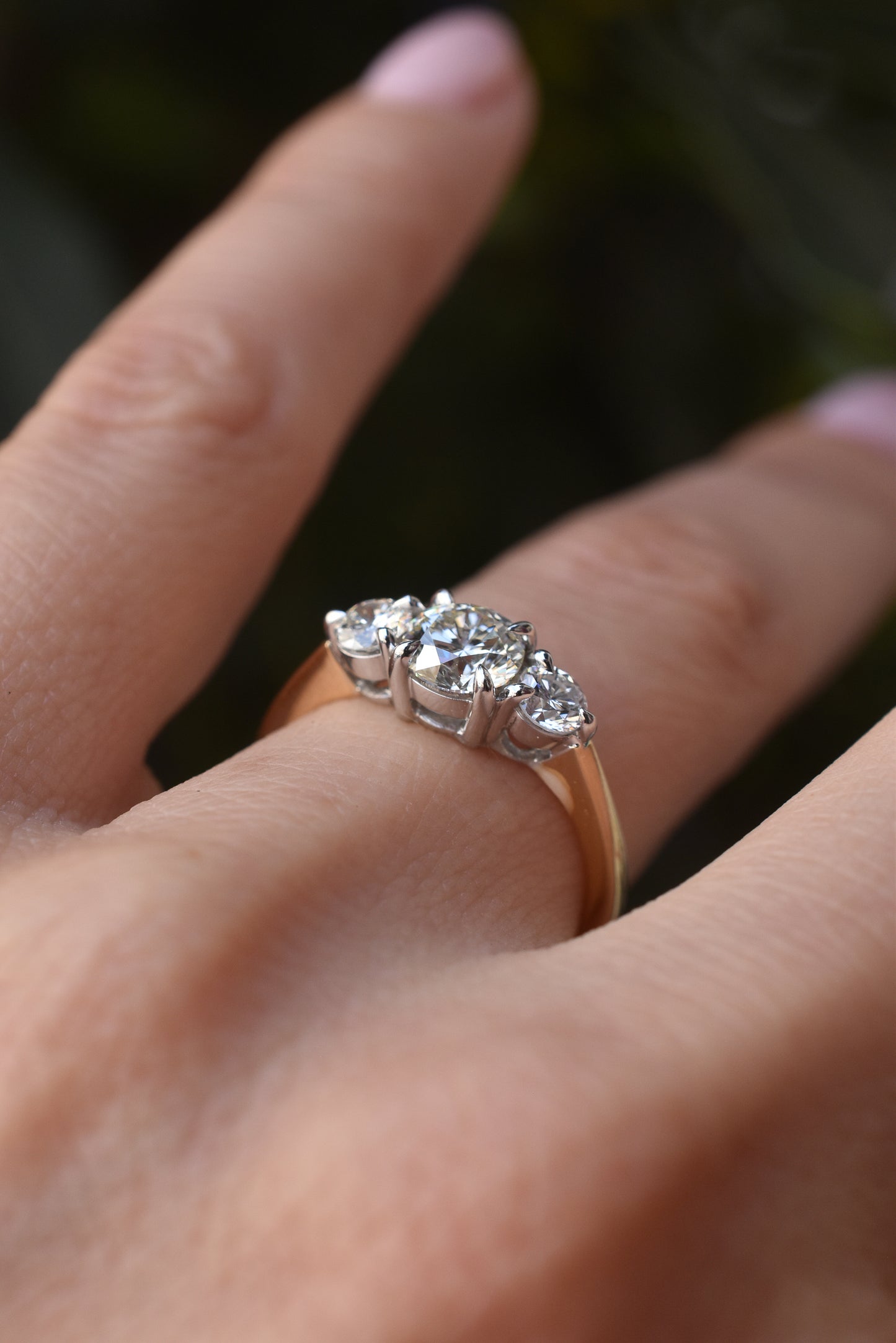 Vintage 1.15ct Diamond Trilogy Engagement Ring in 18k Yellow Gold