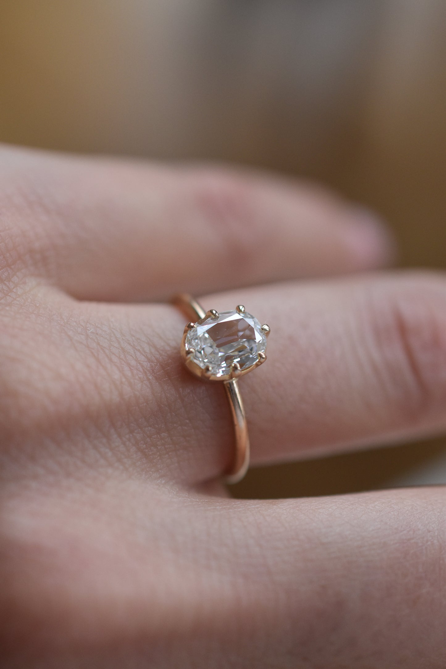 GIA 1.00 Carat Cushion Diamond Solitaire Ring in 18k Yellow Gold (D color)