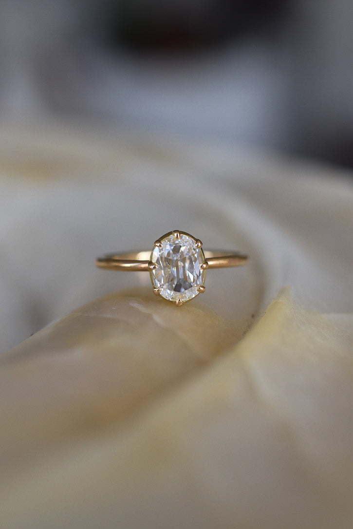 GIA 1.00 Carat Cushion Diamond Solitaire Ring in 18k Yellow Gold (D color)