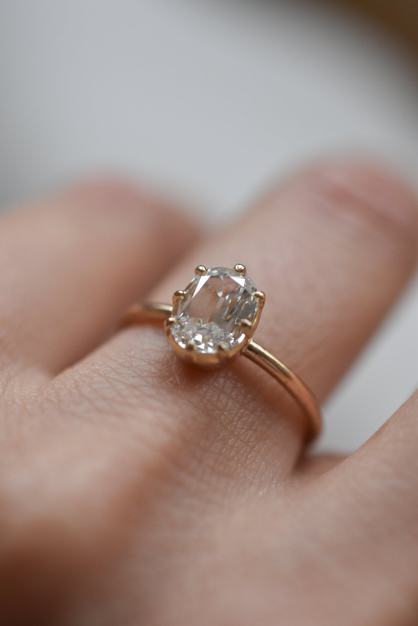 GIA 1.00 Carat Cushion Diamond Solitaire Ring in 18k Yellow Gold (D color)