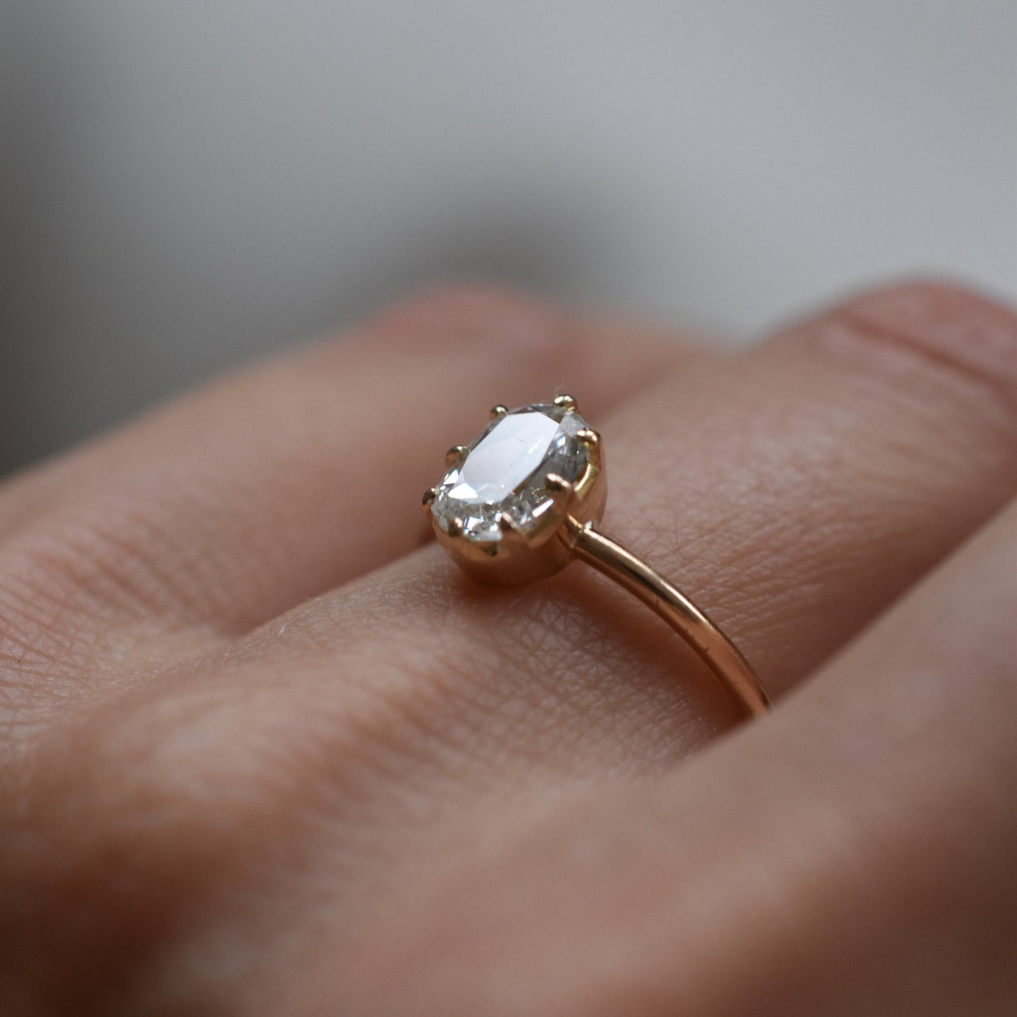 GIA 1.00 Carat Cushion Diamond Solitaire Ring in 18k Yellow Gold (D color)