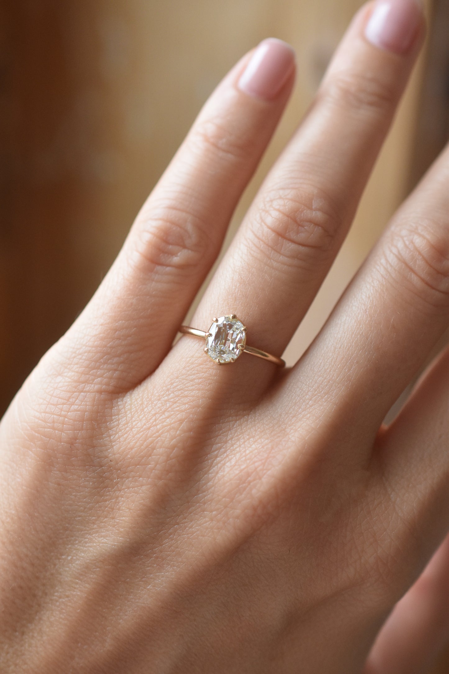 GIA 1.00 Carat Cushion Diamond Solitaire Ring in 18k Yellow Gold (D color)