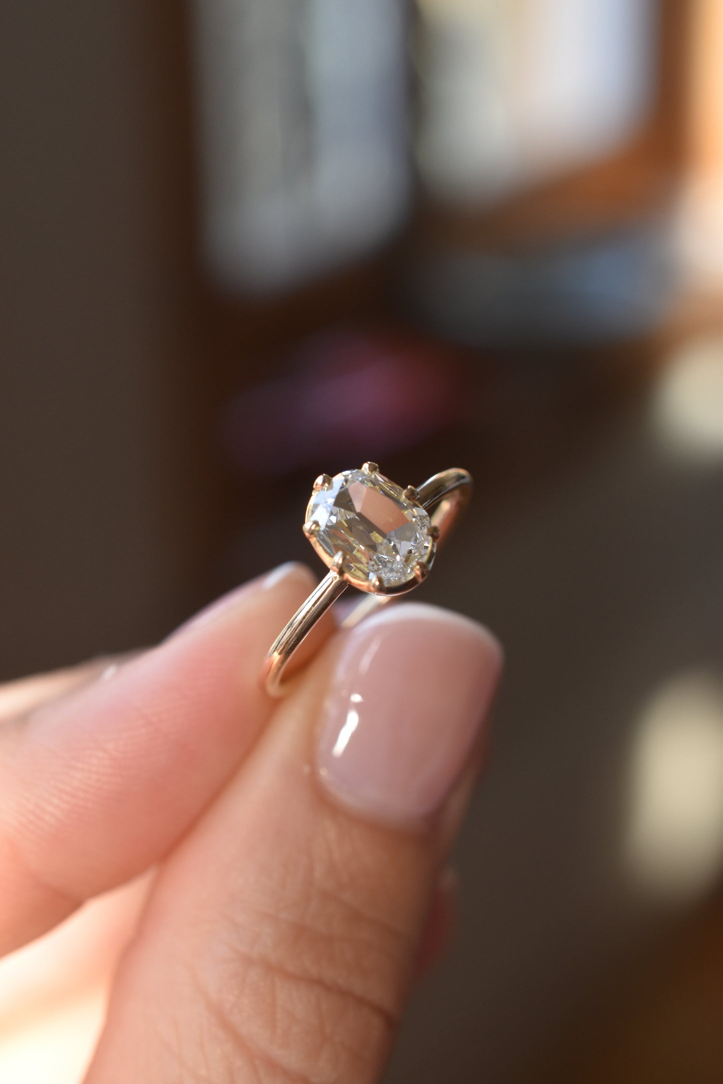 GIA 1.00 Carat Cushion Diamond Solitaire Ring in 18k Yellow Gold (D color)