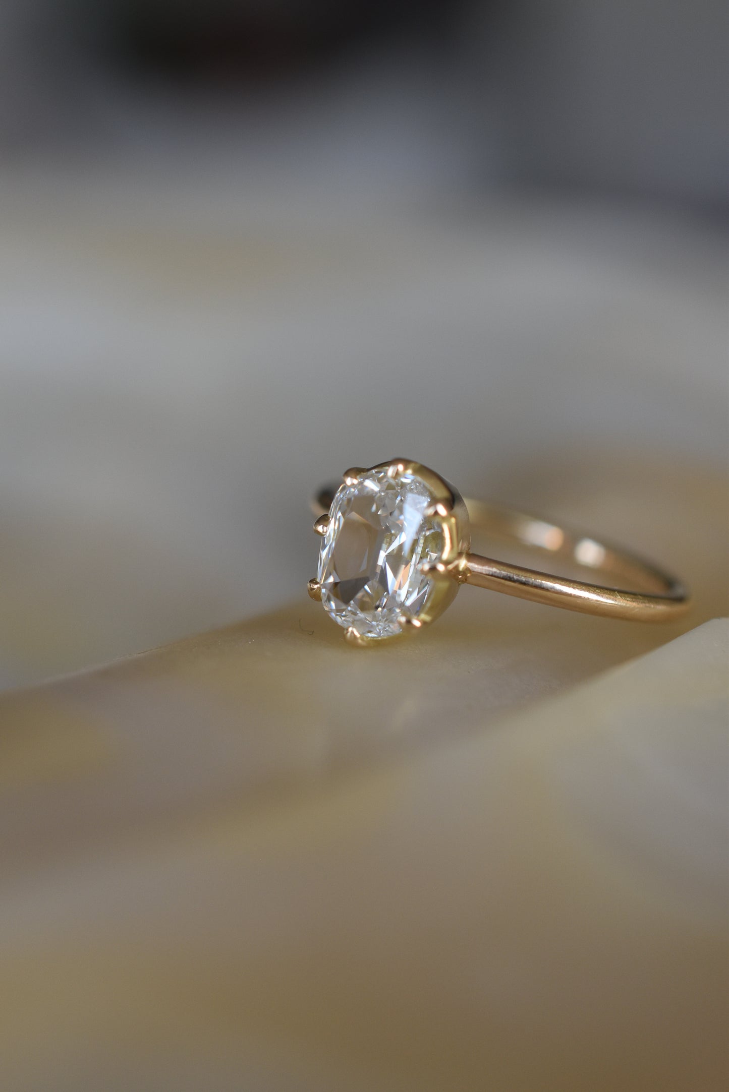 GIA 1.00 Carat Cushion Diamond Solitaire Ring in 18k Yellow Gold (D color)