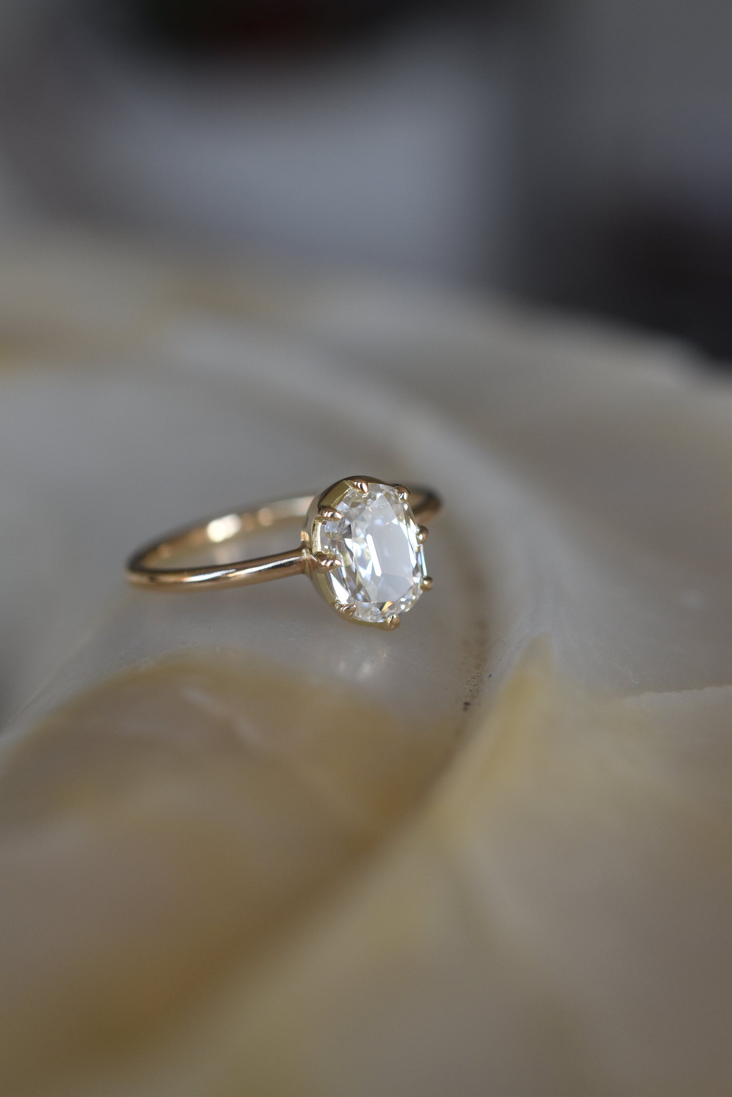 GIA 1.00 Carat Cushion Diamond Solitaire Ring in 18k Yellow Gold (D color)