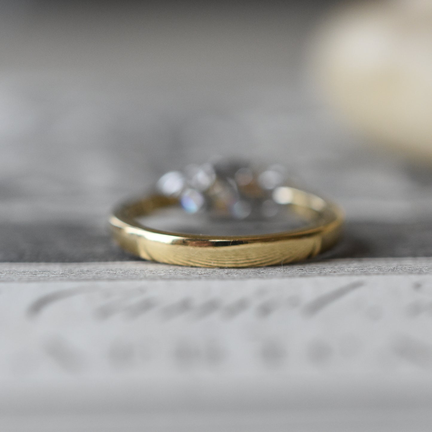 Vintage 1.15ct Diamond Trilogy Engagement Ring in 18k Yellow Gold