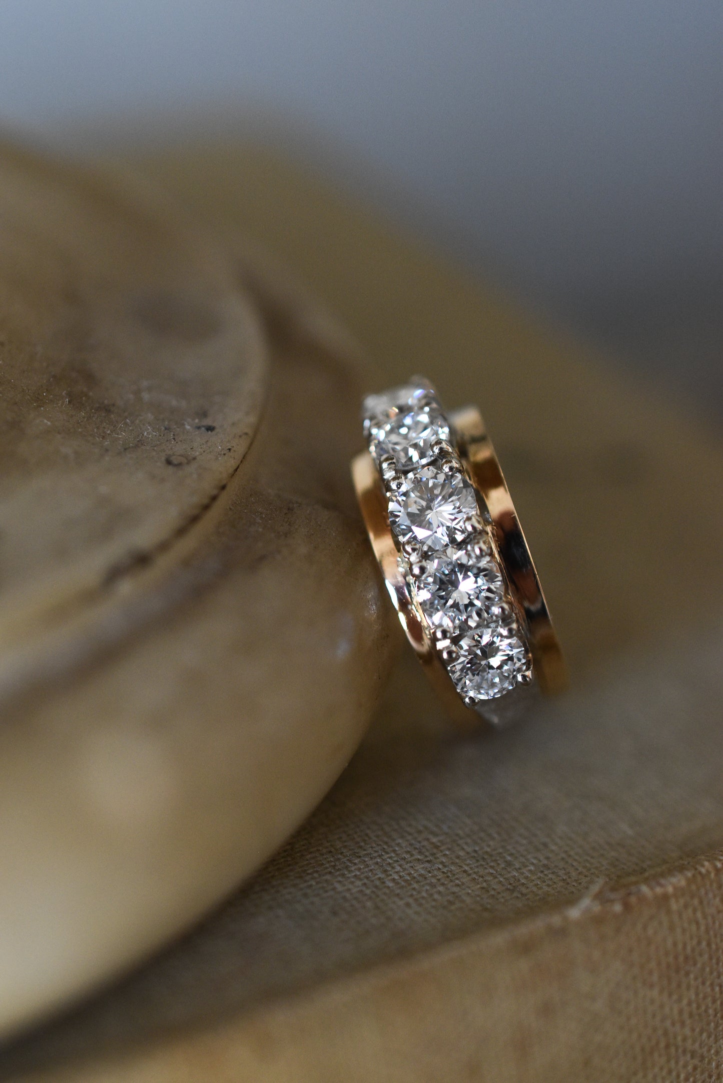 2.25ct Five Stone Diamond Ring in Yellow and White Gold