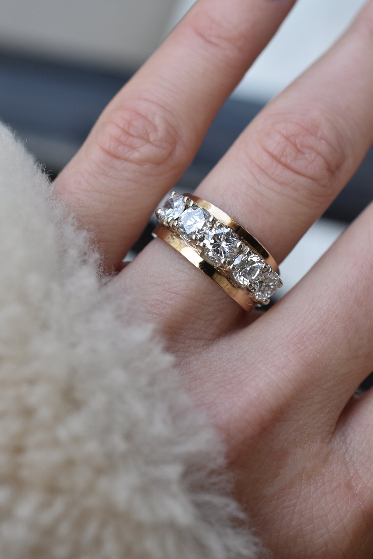 2.25ct Five Stone Diamond Ring in Yellow and White Gold