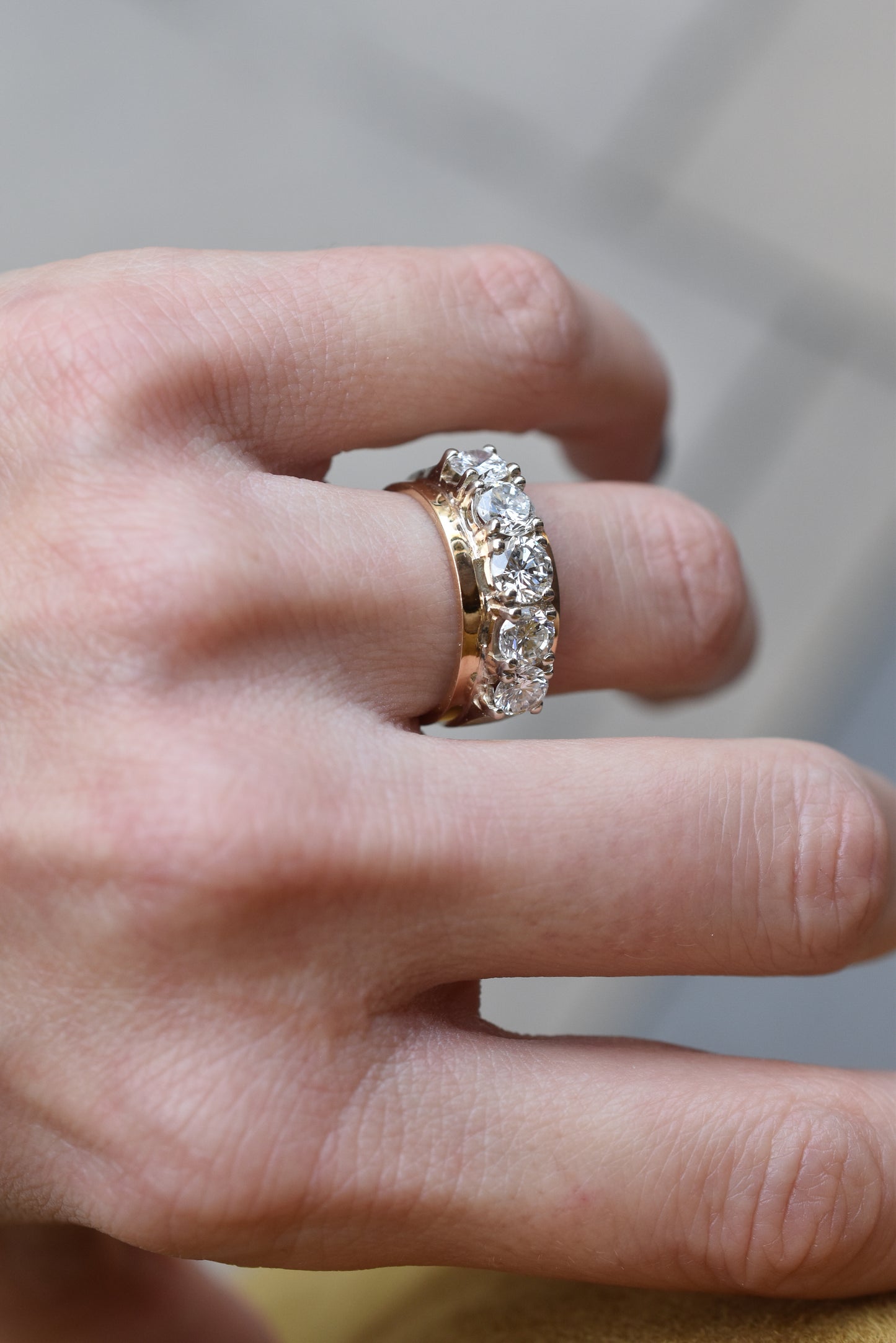 2.25ct Five Stone Diamond Ring in Yellow and White Gold