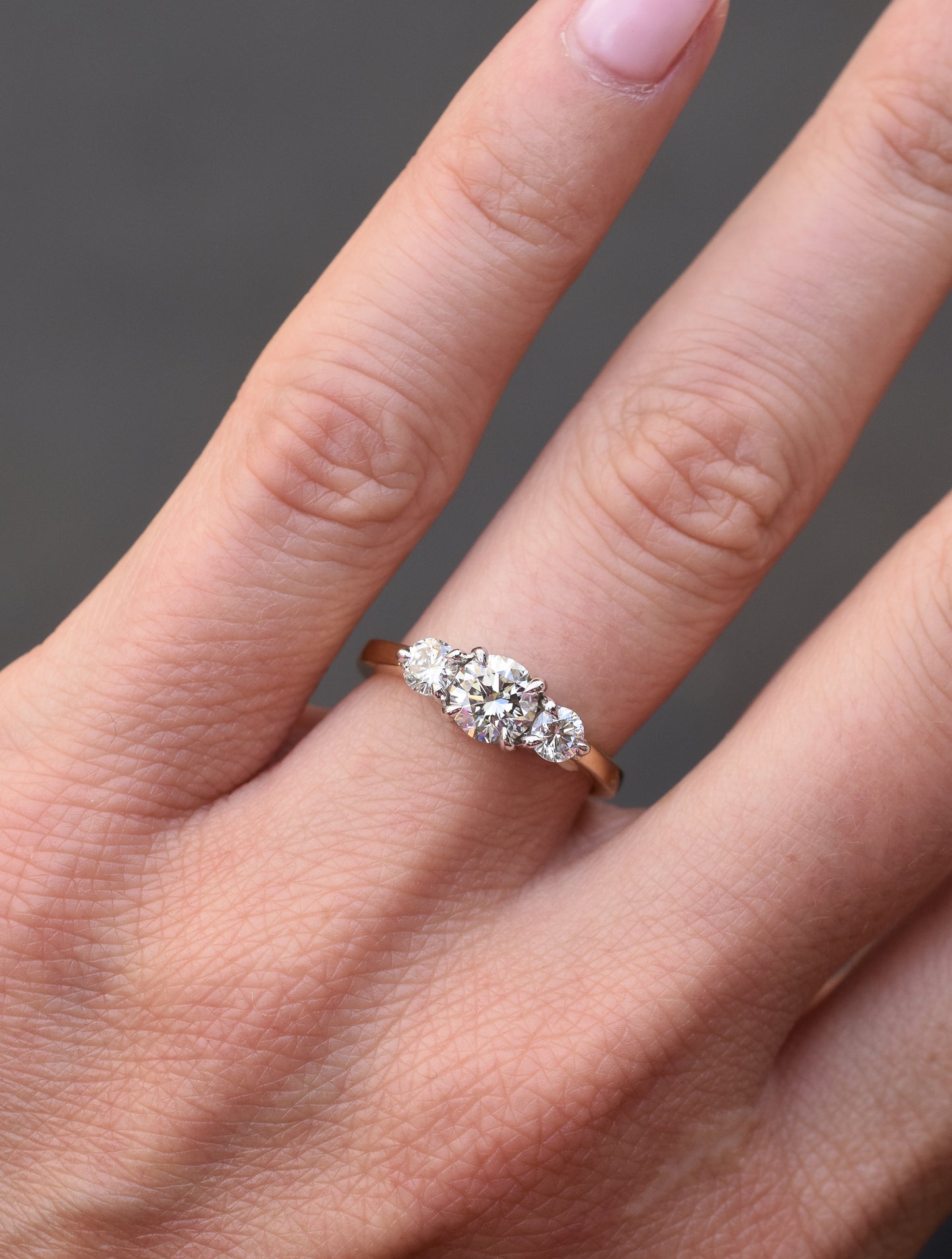 Vintage 1.15ct Diamond Trilogy Engagement Ring in 18k Yellow Gold