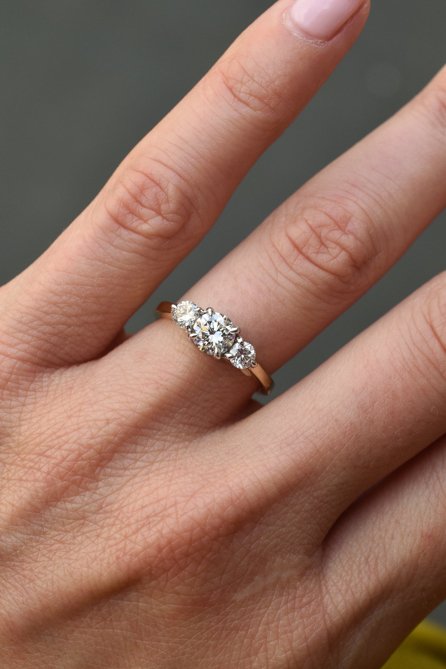 Vintage 1.15ct Diamond Trilogy Engagement Ring in 18k Yellow Gold