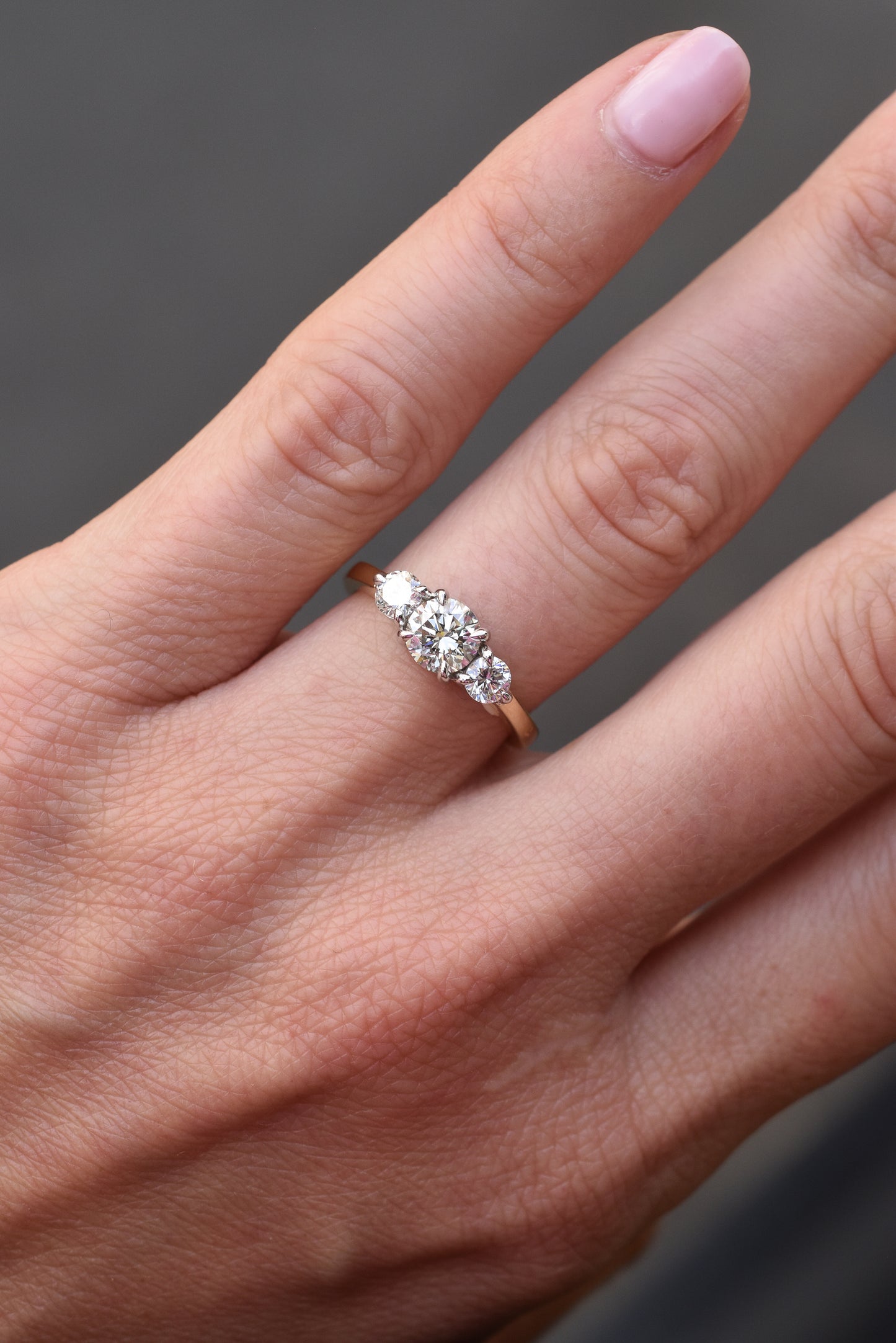 Vintage 1.15ct Diamond Trilogy Engagement Ring in 18k Yellow Gold