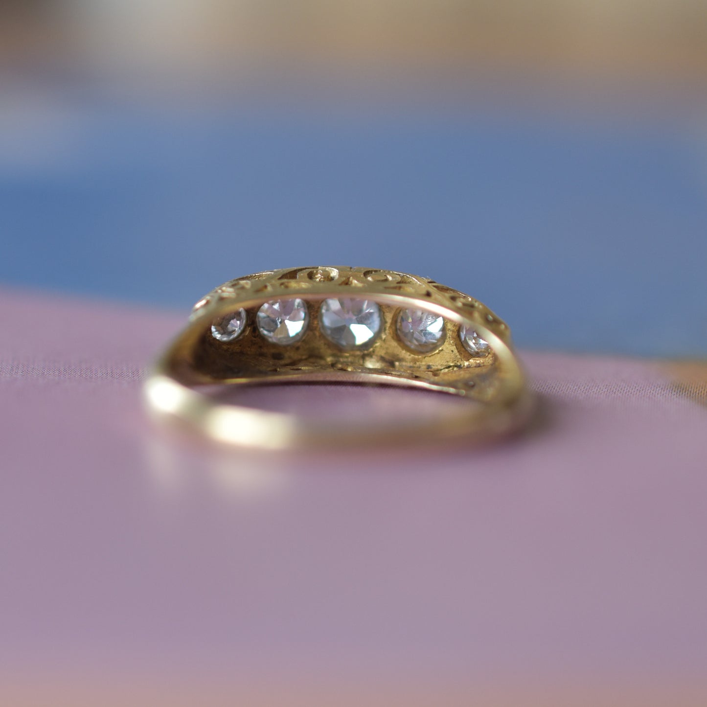 Antique Victorian 18k Gold Diamond Five Stone Ring