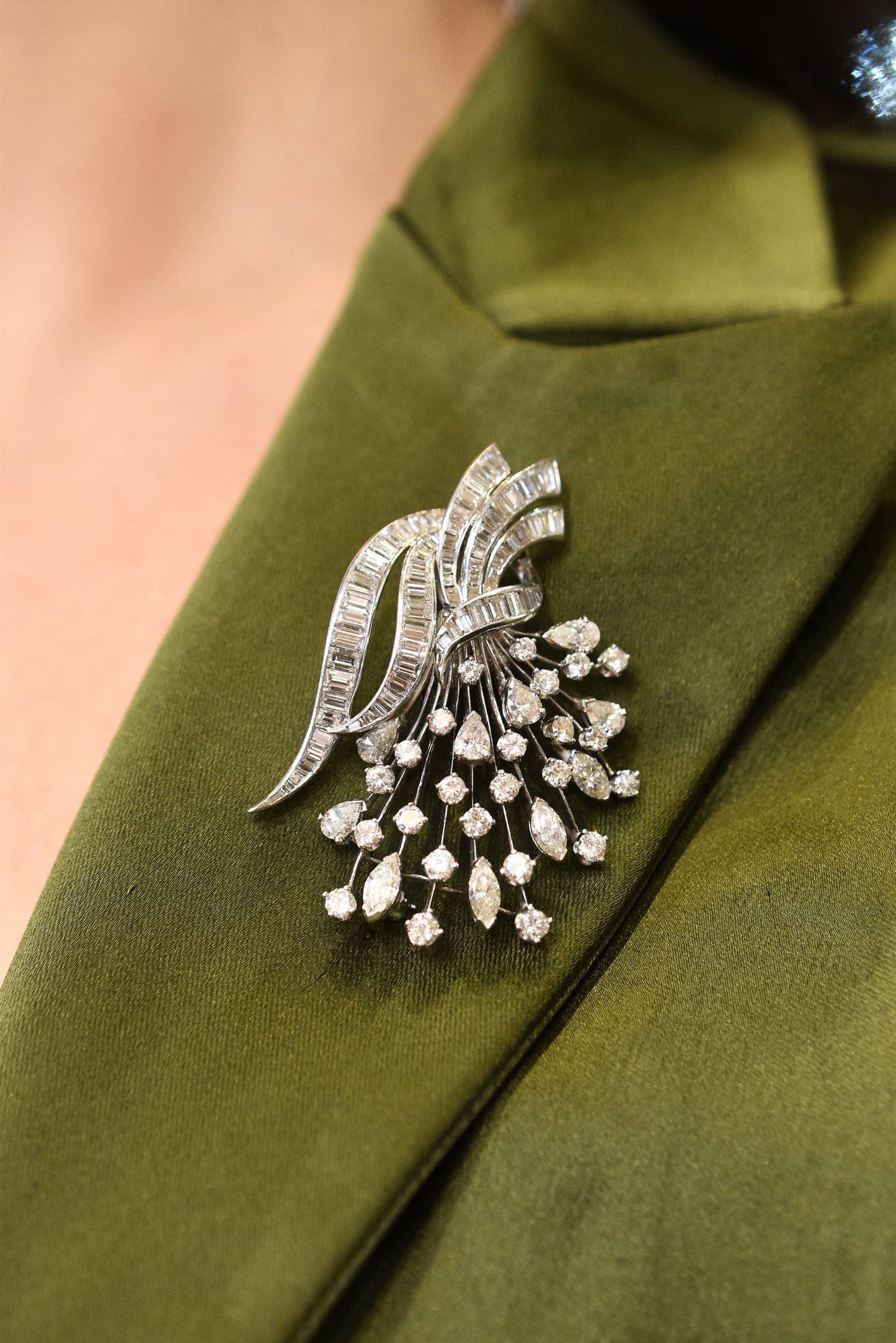 Vintage 1950s Italian 10ct Diamond Evening Pendant / Brooch