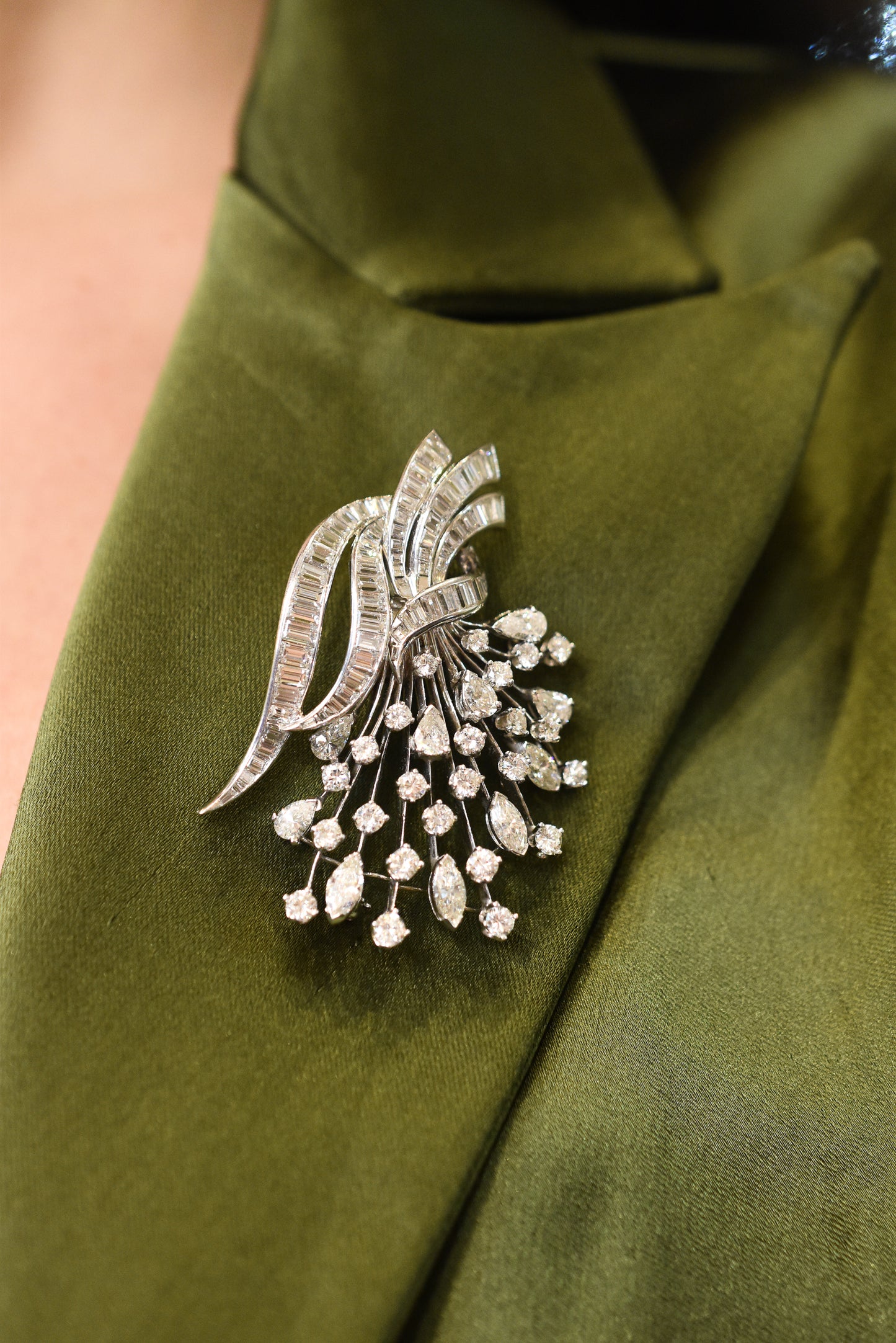 Vintage 1950s Italian 10ct Diamond Evening Pendant / Brooch