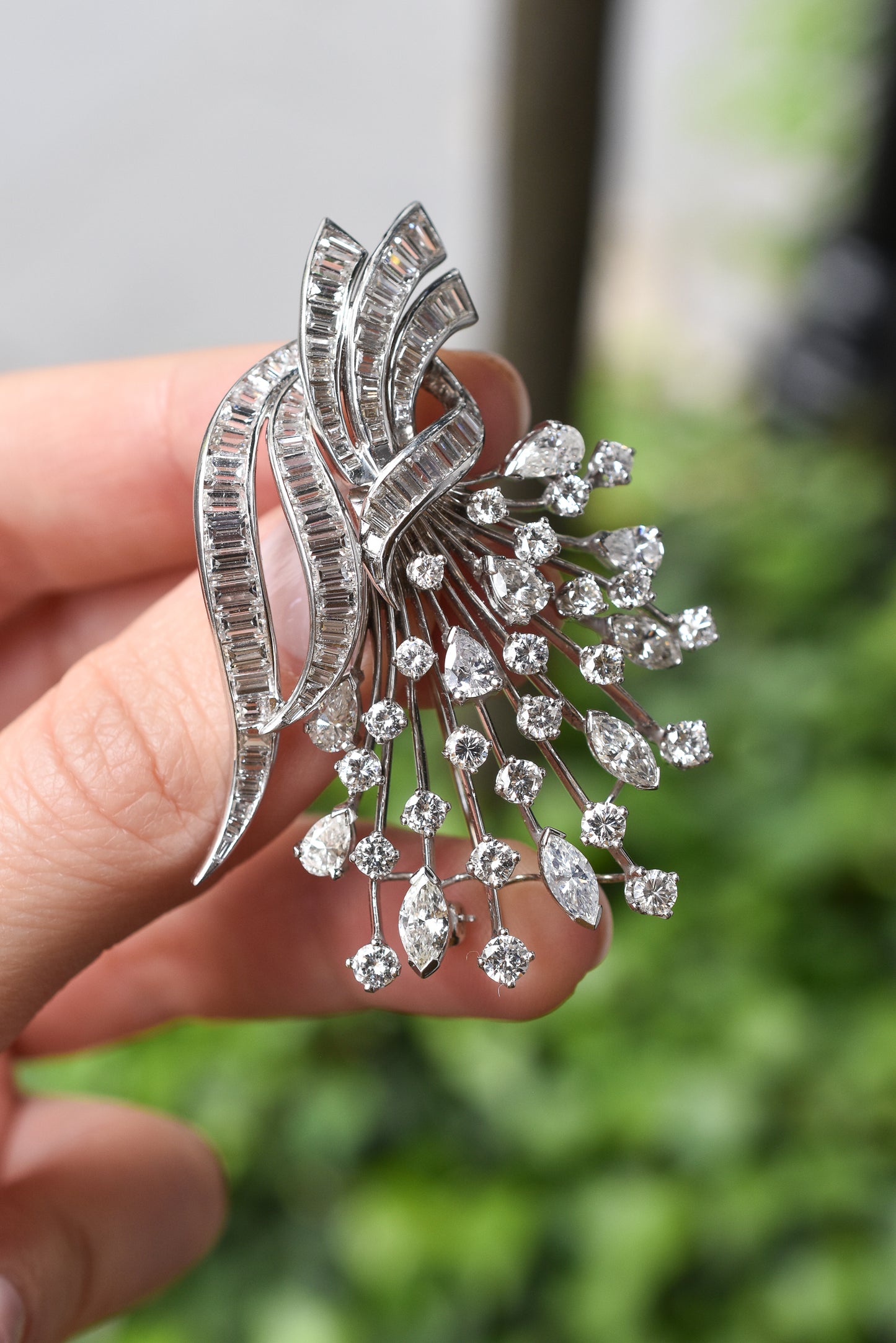 Vintage 1950s Italian 10ct Diamond Evening Pendant / Brooch