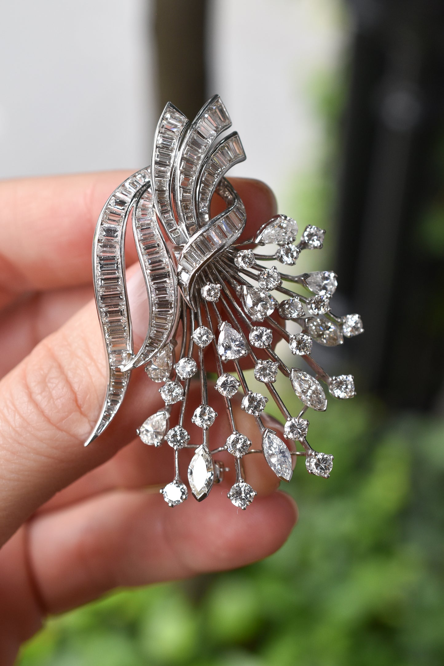 Vintage 1950s Italian 10ct Diamond Evening Pendant / Brooch