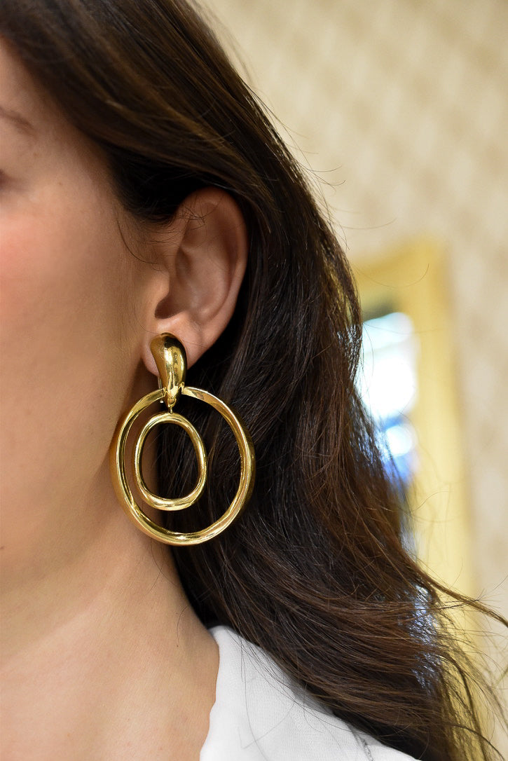 1970s Italian Large 18k Solid Gold Hoop Earrings - 26.50 grams