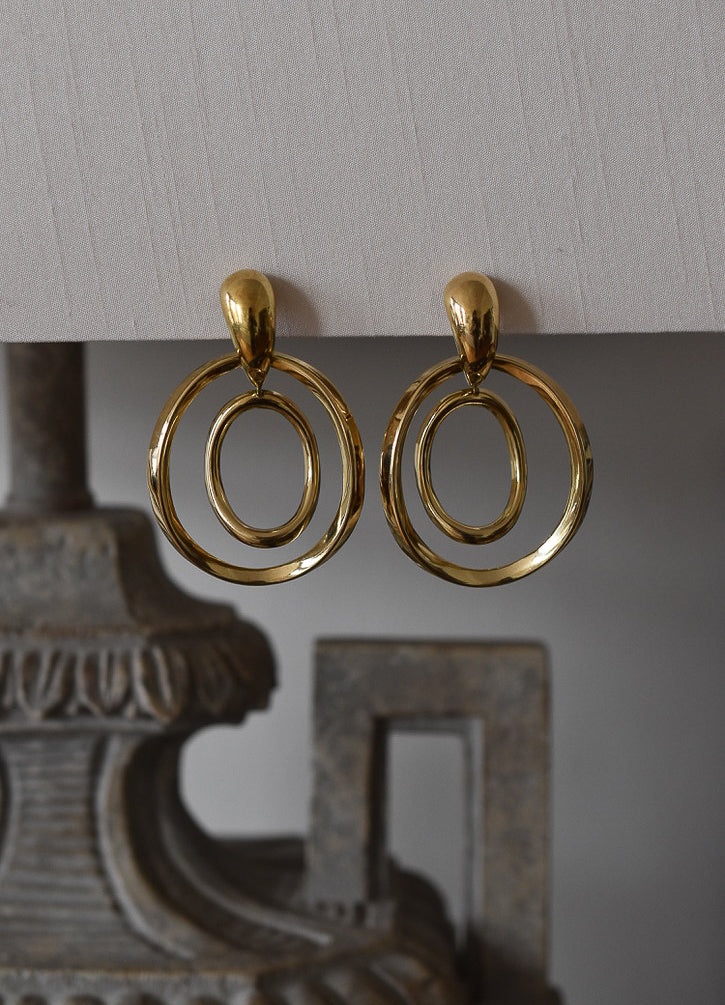1970s Italian Large 18k Solid Gold Hoop Earrings - 26.50 grams