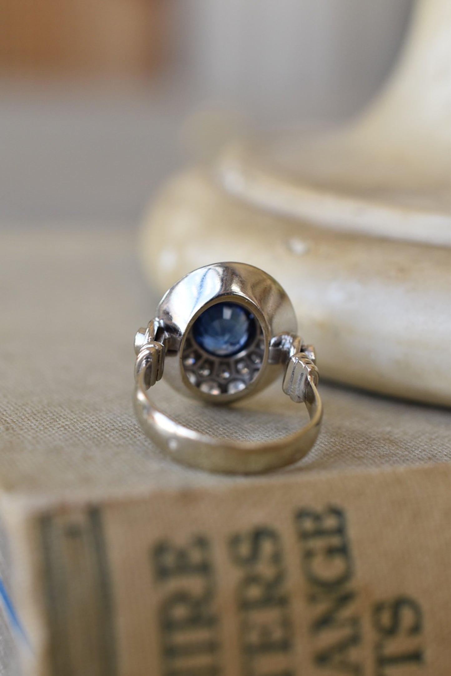 1.50ct French Cobblestone Sapphire and Diamond Ring in 18k White Gold