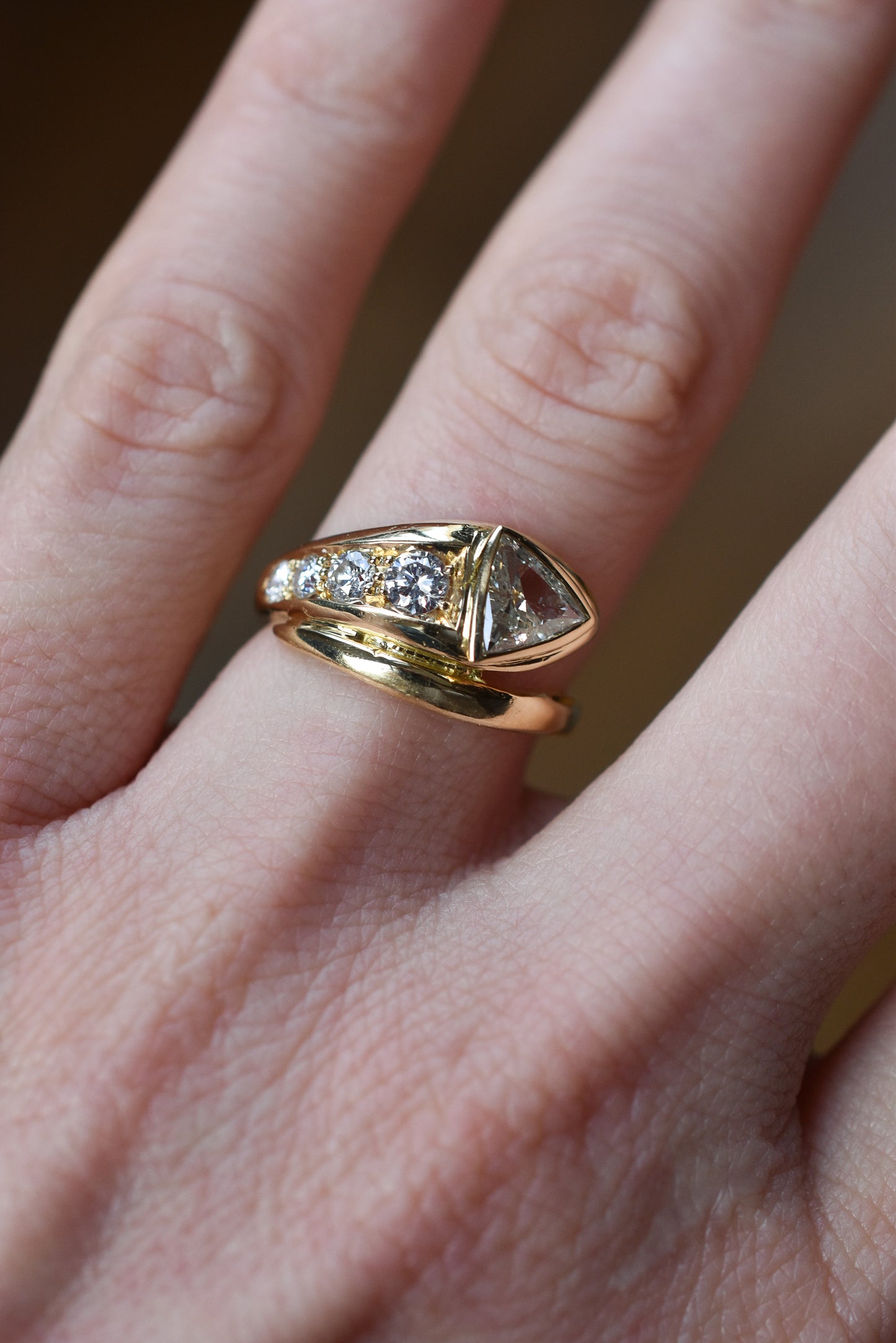 1.10ct Vintage Diamond Snake Ring in 18k Yellow Gold