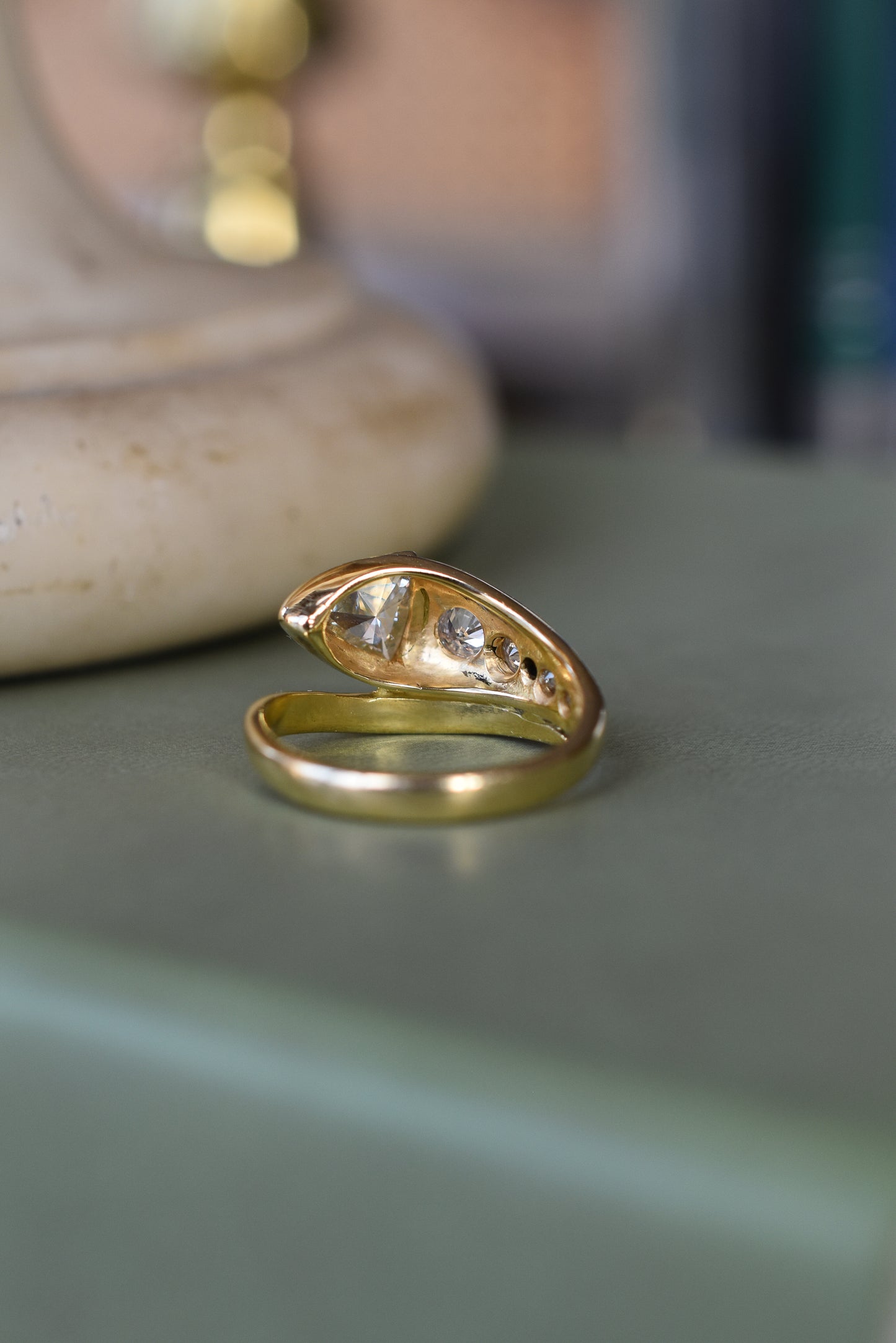 1.10ct Vintage Diamond Snake Ring in 18k Yellow Gold