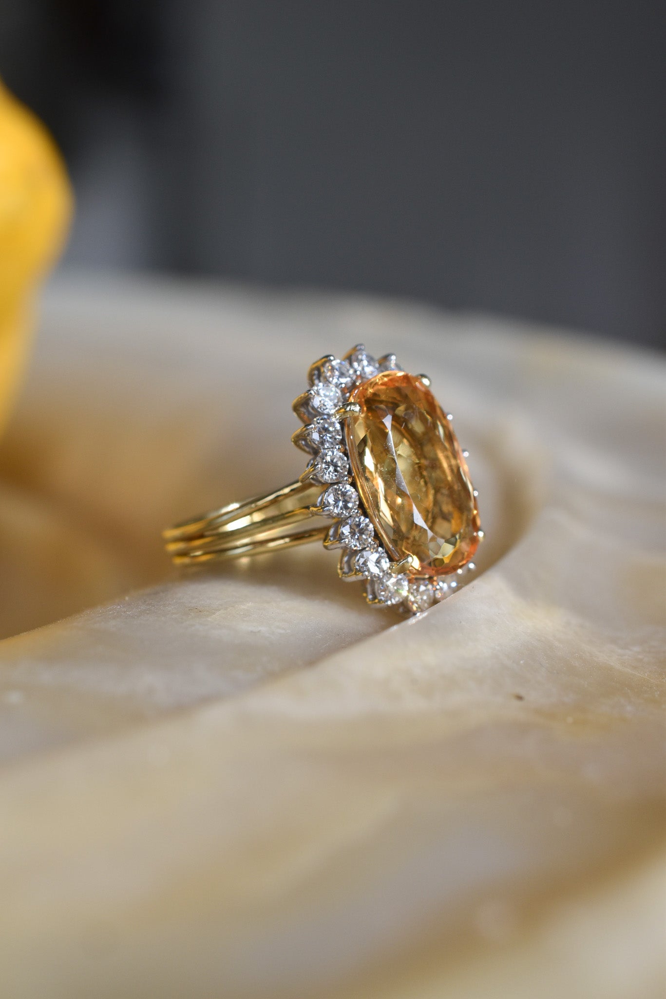 4.70ct Imperial Topaz and Diamond Cluster Ring