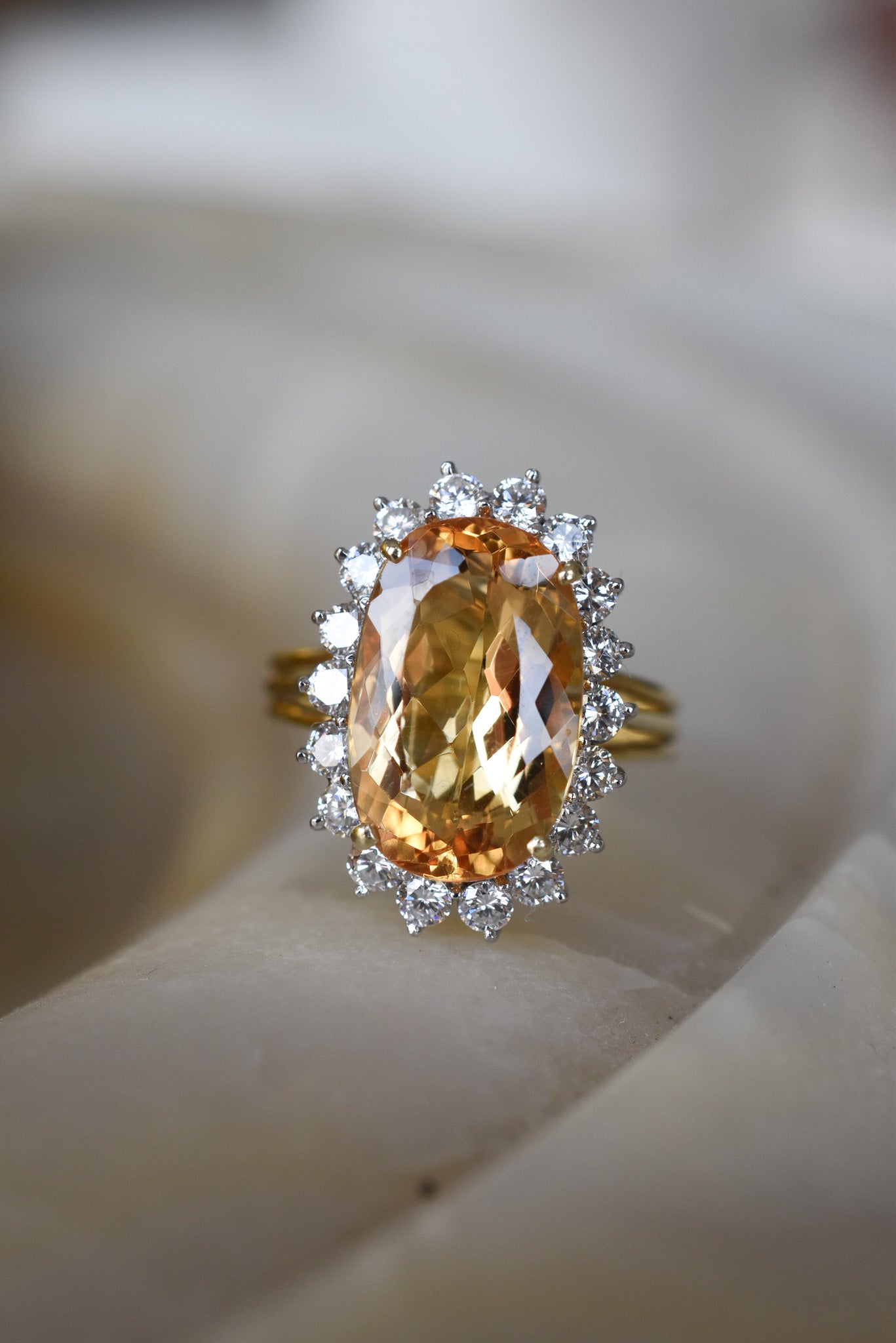 4.70ct Imperial Topaz and Diamond Cluster Ring