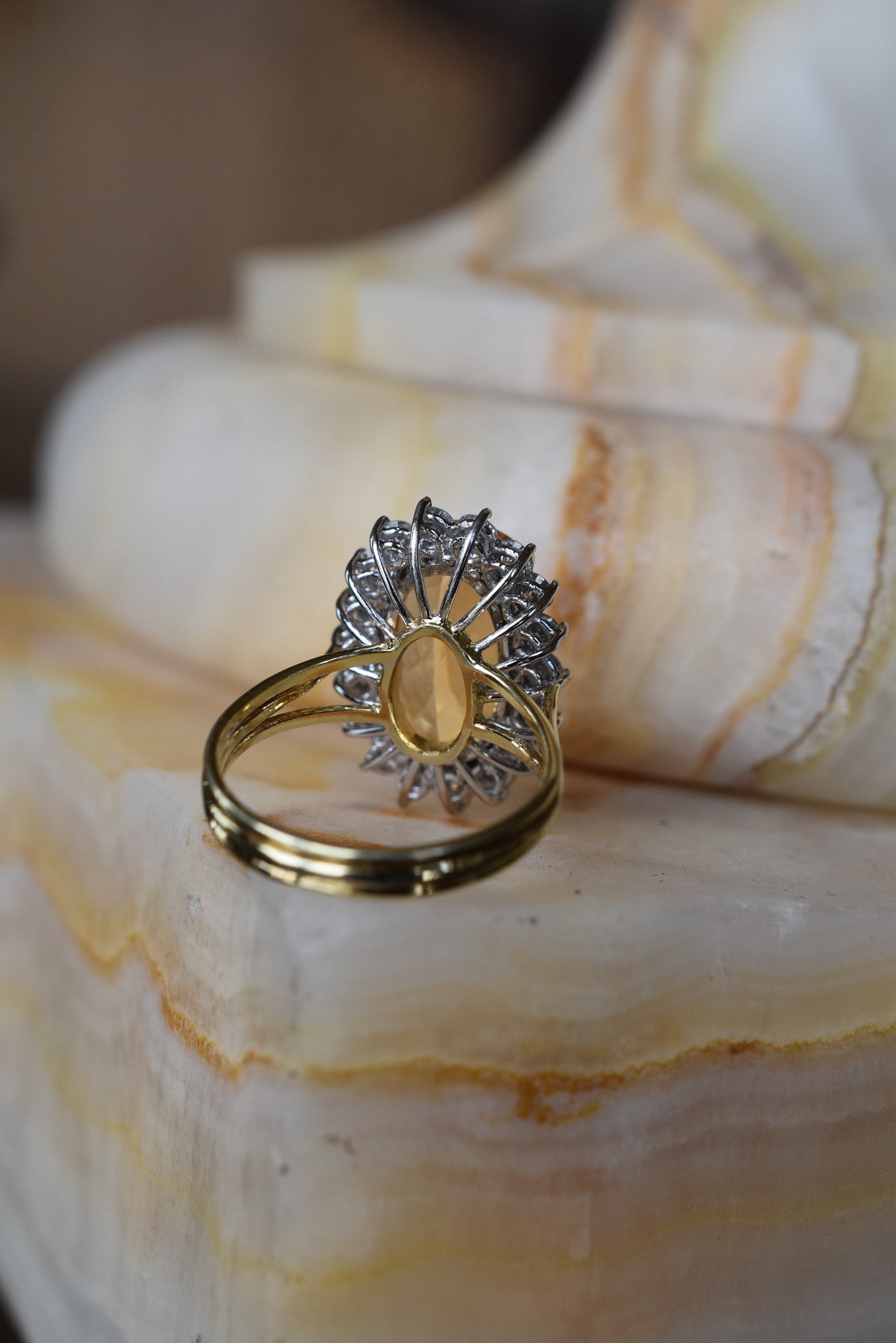 4.70ct Imperial Topaz and Diamond Cluster Ring