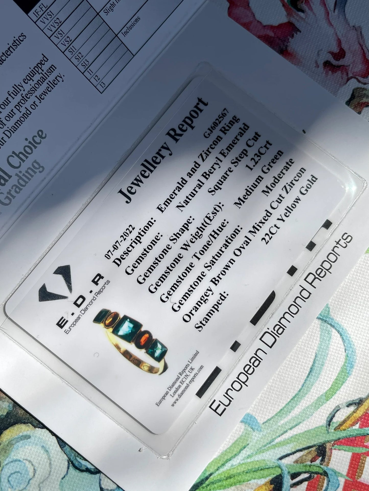 Vintage Emerald And Zircon Five Stone Ring in 22k Gold