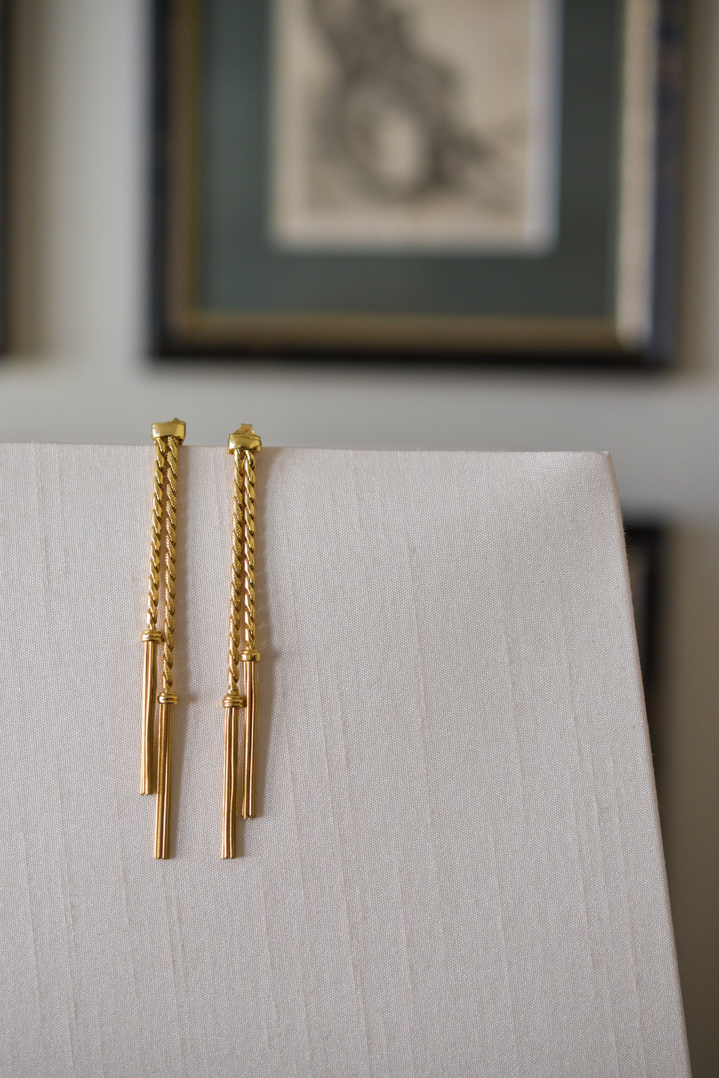 Vintage 18k Yellow Gold Tassel Drop Earrings
