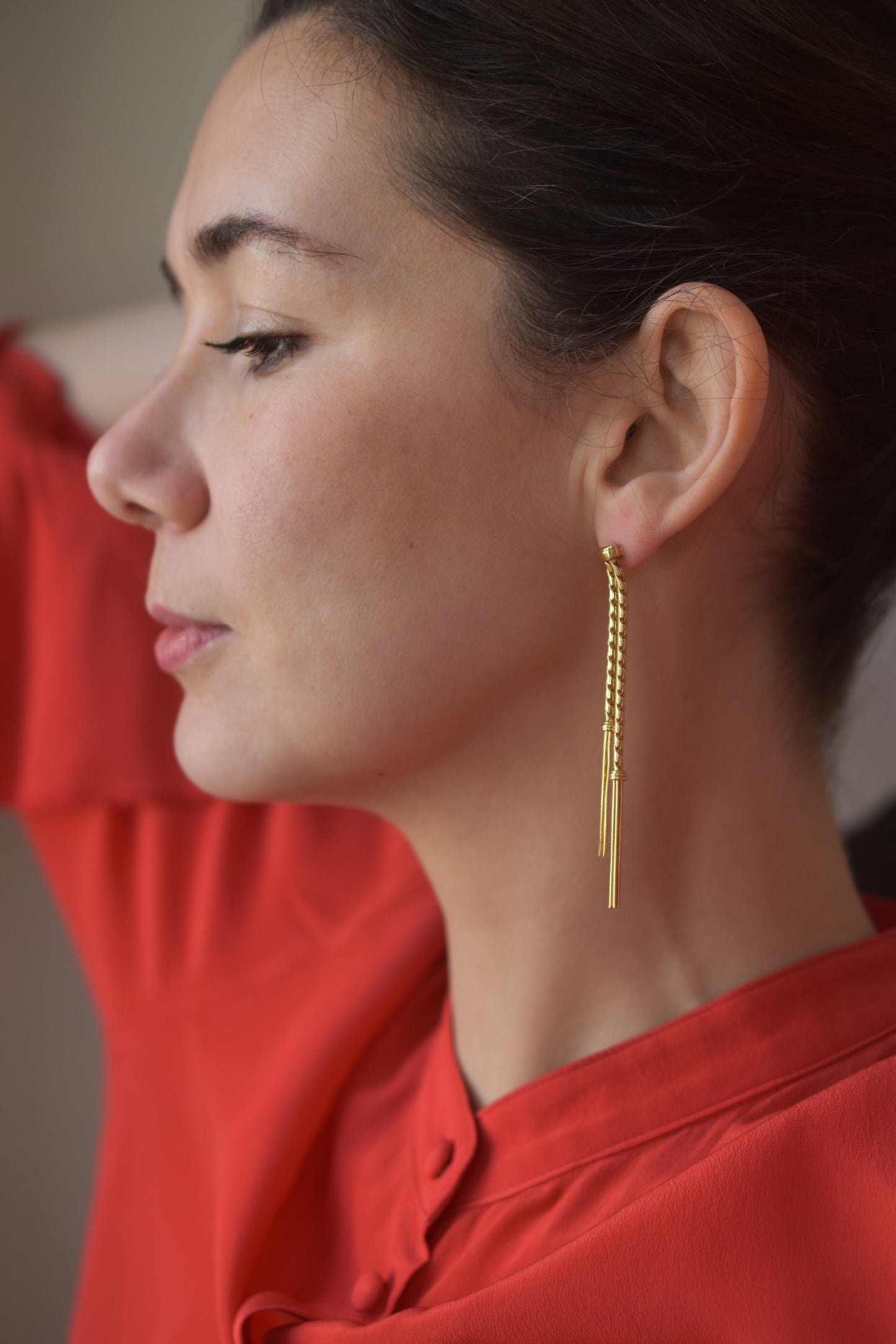 Vintage 18k Yellow Gold Tassel Drop Earrings