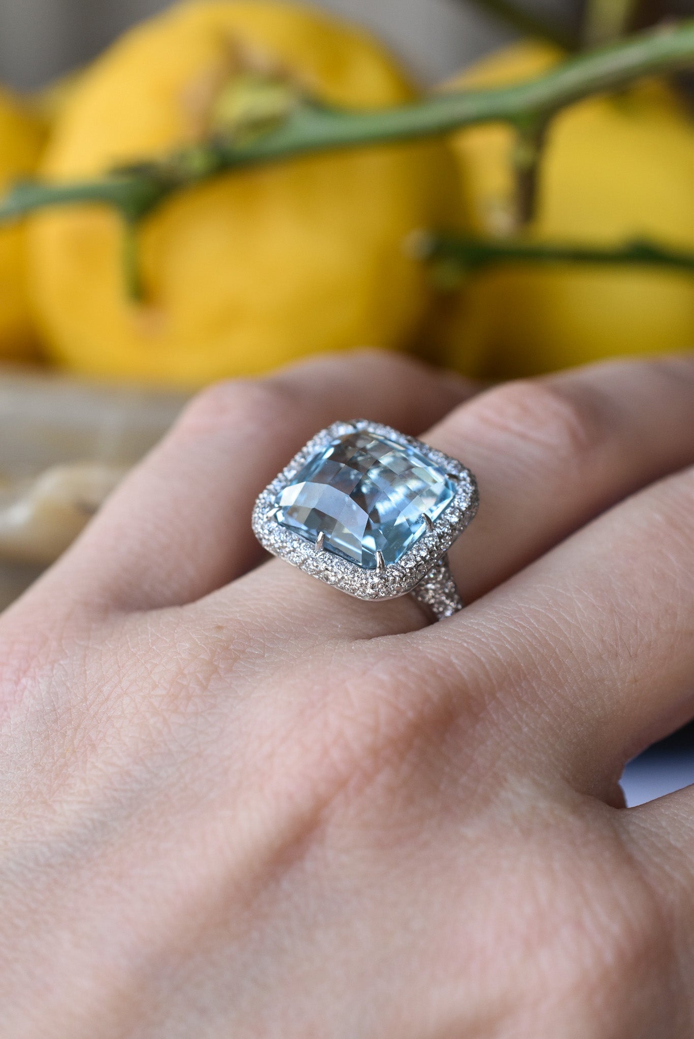 15ct Natural Topaz and Diamond 18k Gold Cocktail Ring