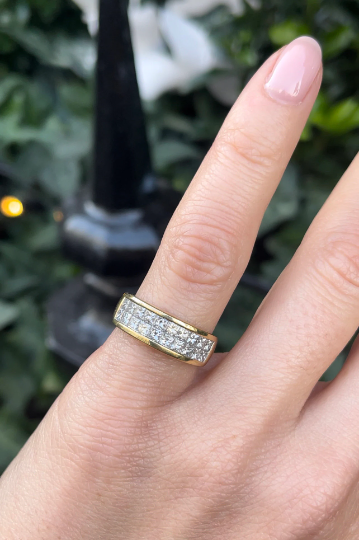 Estate 1.40ct Double Row Diamond Ring in 18k Yellow Gold