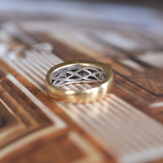 Estate 1.40ct Double Row Diamond Ring in 18k Yellow Gold