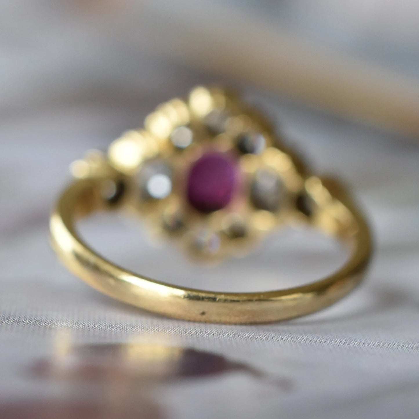 Vintage Thai Ruby and Diamond Flower Cluster Ring