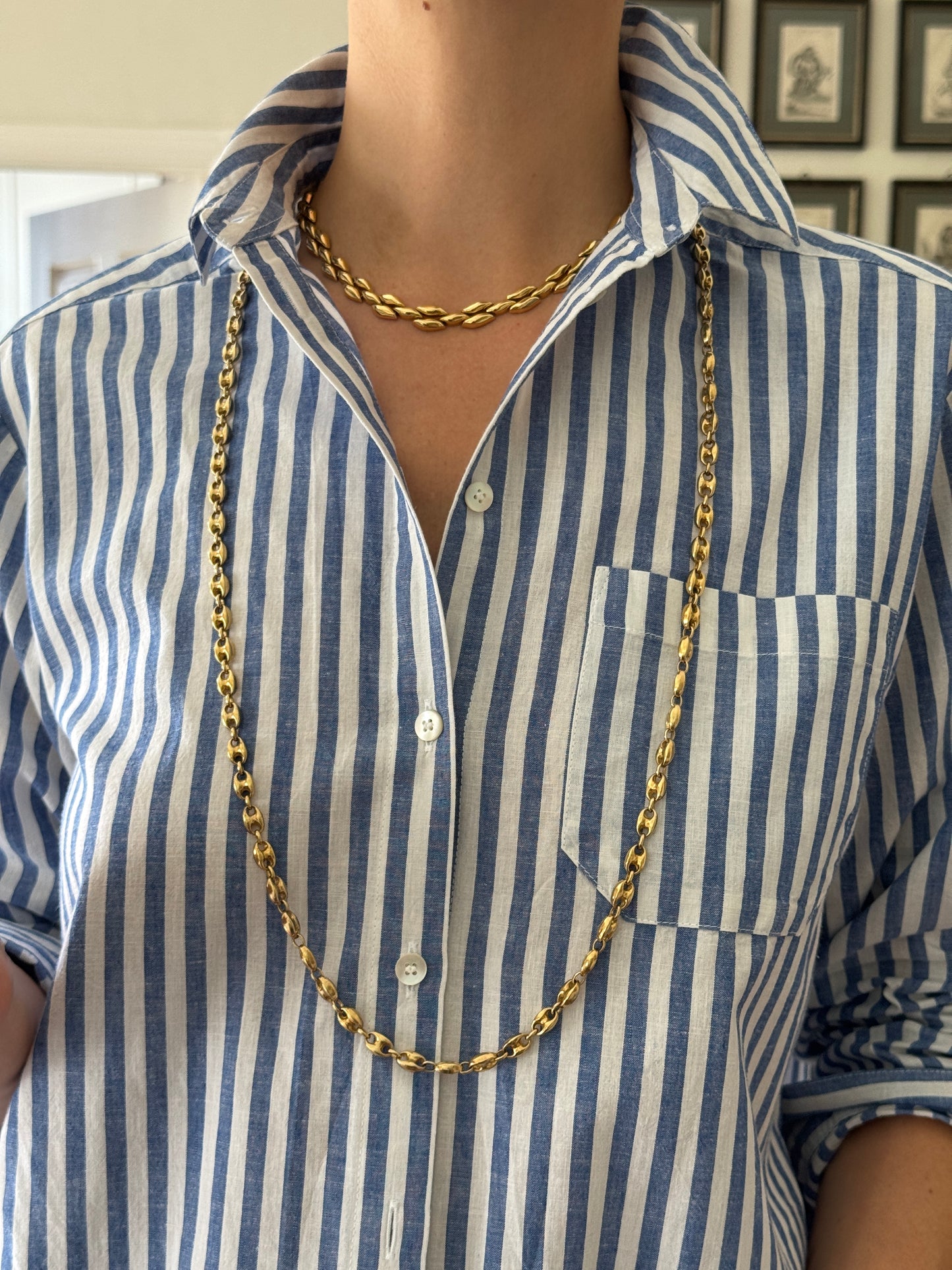 Vintage Mariner Link Chain in Solid 18k Yellow Gold