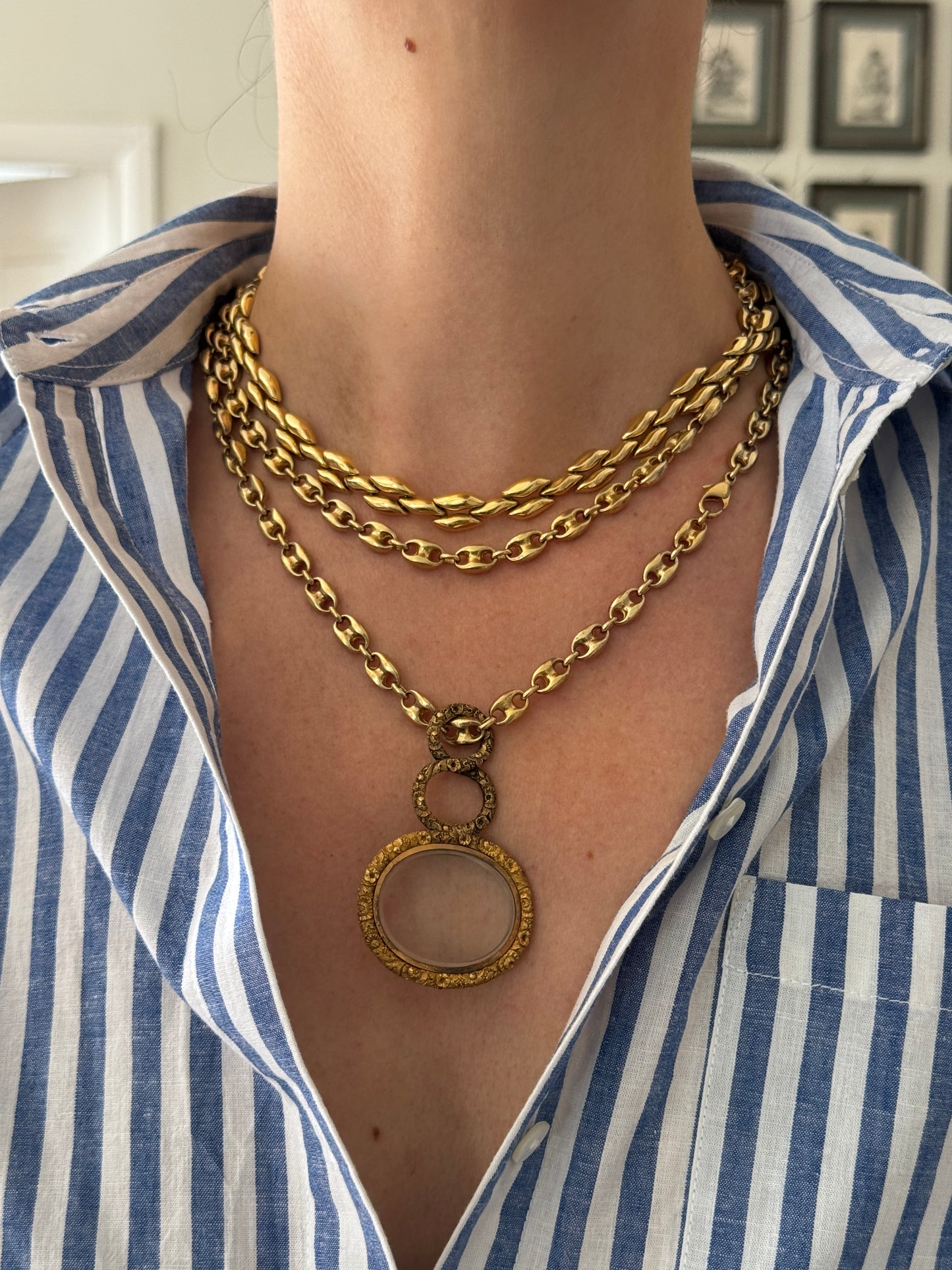 Vintage Mariner Link Chain in Solid 18k Yellow Gold