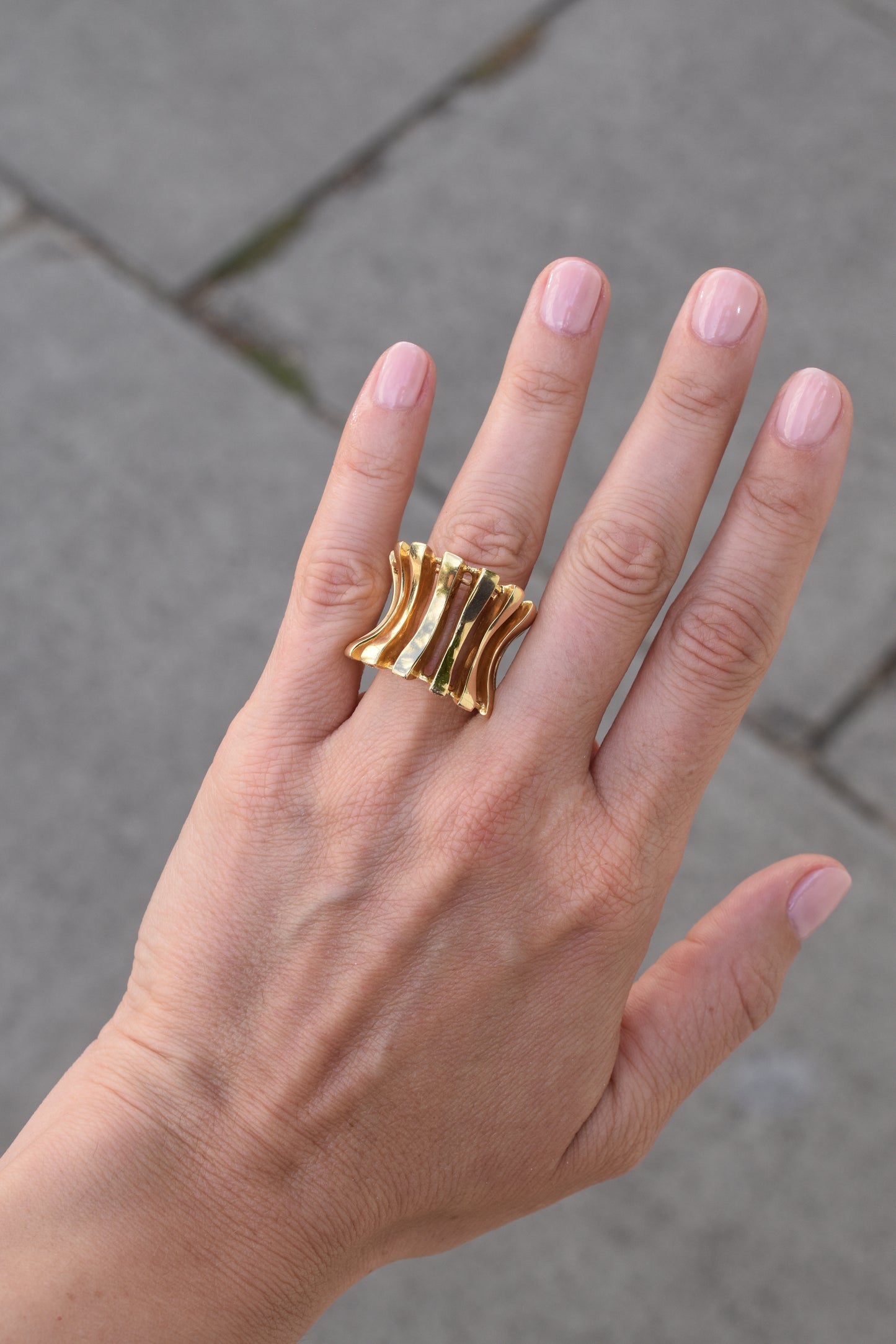 A Modernist Sculptural 18k Gold Openwork Ring