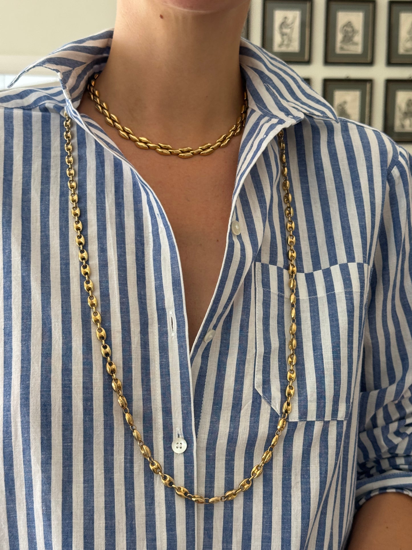 Vintage Mariner Link Chain in Solid 18k Yellow Gold