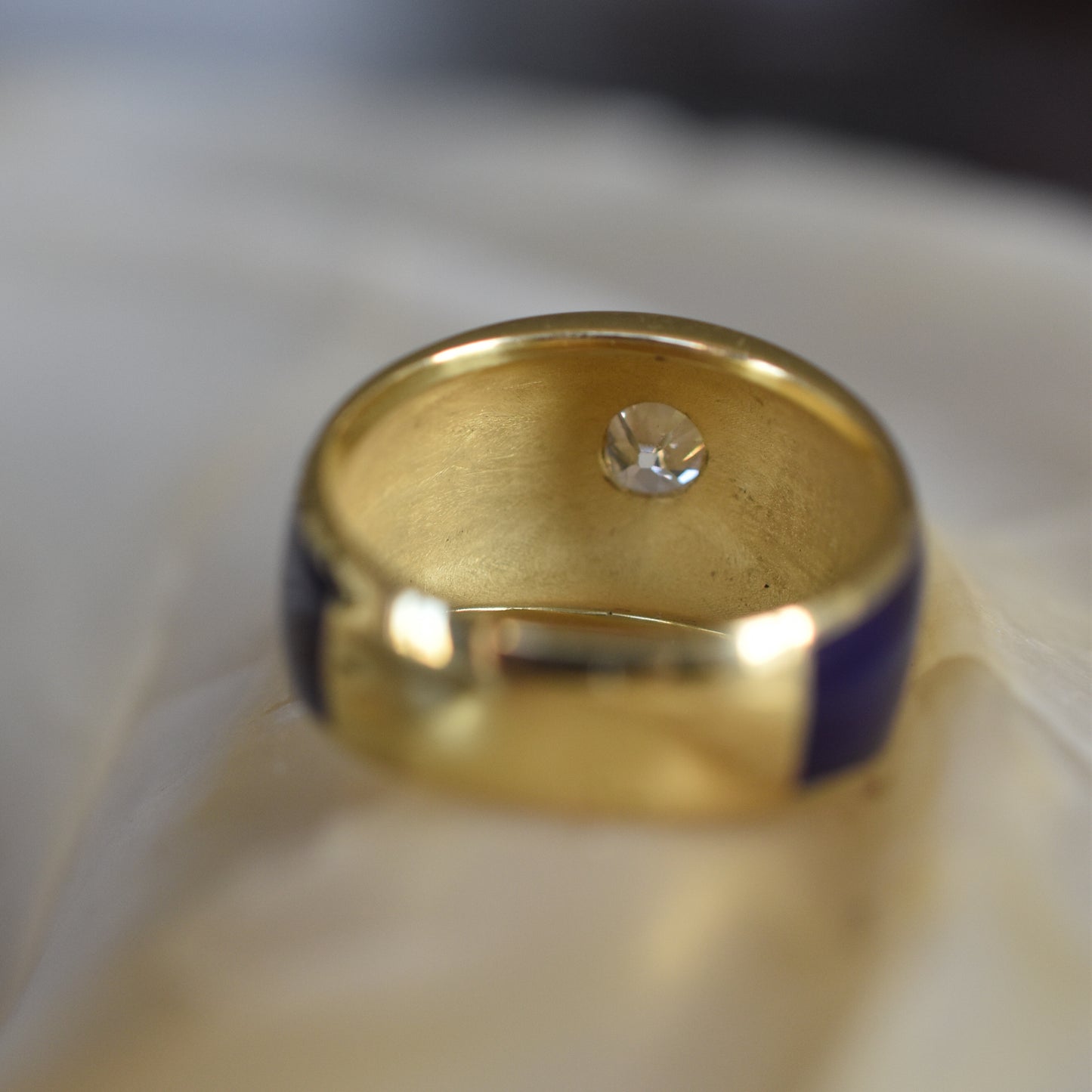 Old Mine cut Diamond and Blue Enamel Celestial ‘Star’ Ring in 18k Yellow Gold