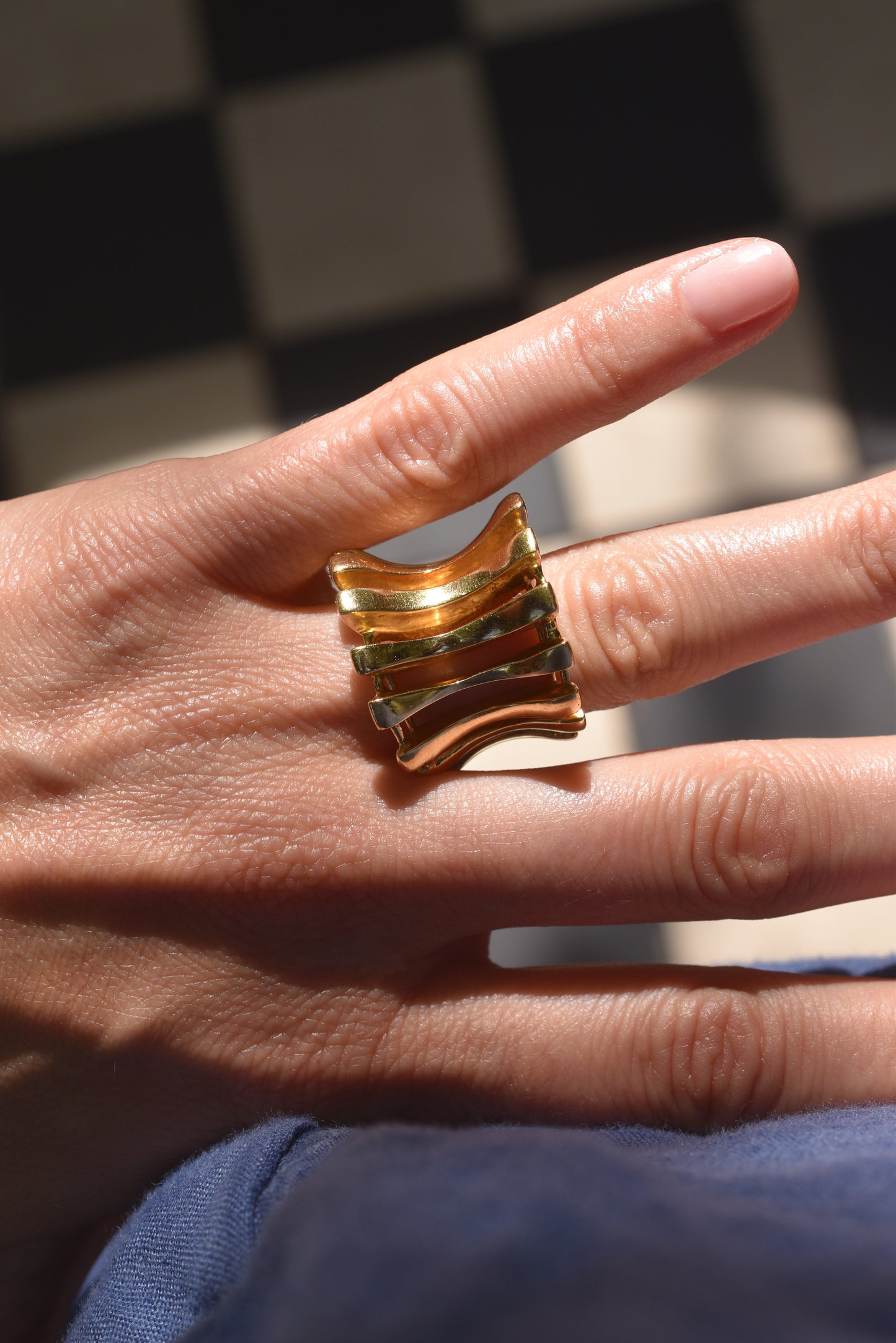A Modernist Sculptural 18k Gold Openwork Ring