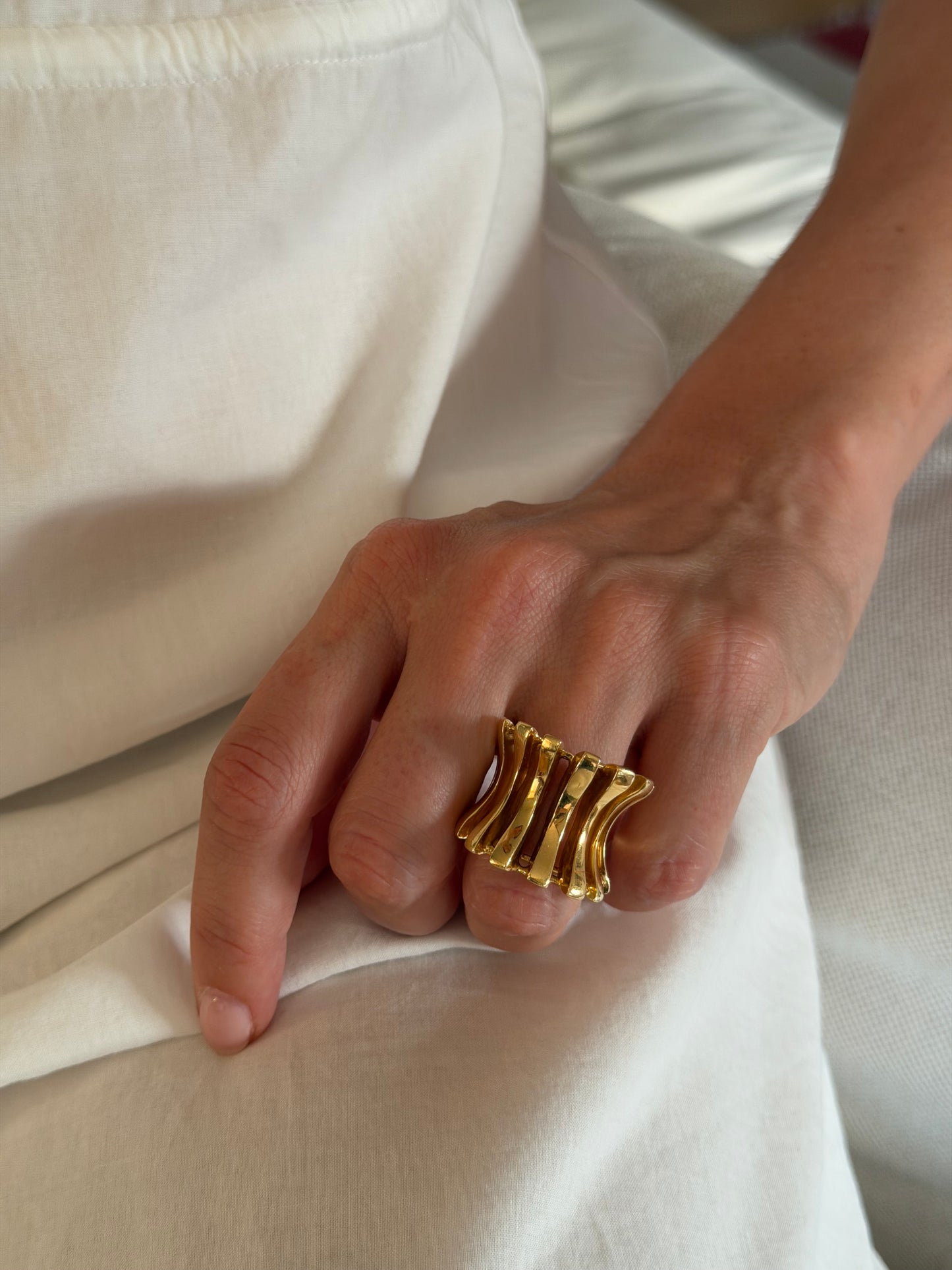 A Modernist Sculptural 18k Gold Openwork Ring