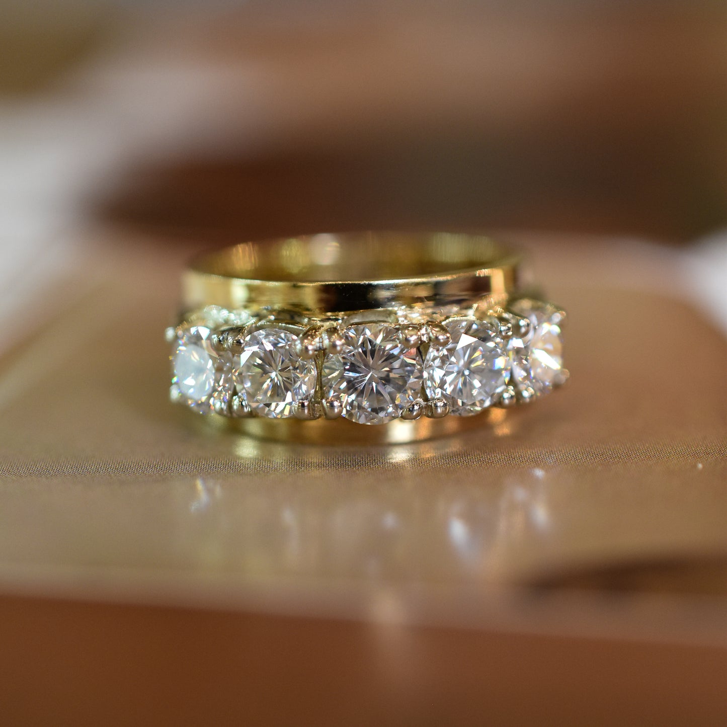 2.25ct Five Stone Diamond Ring in Yellow and White Gold