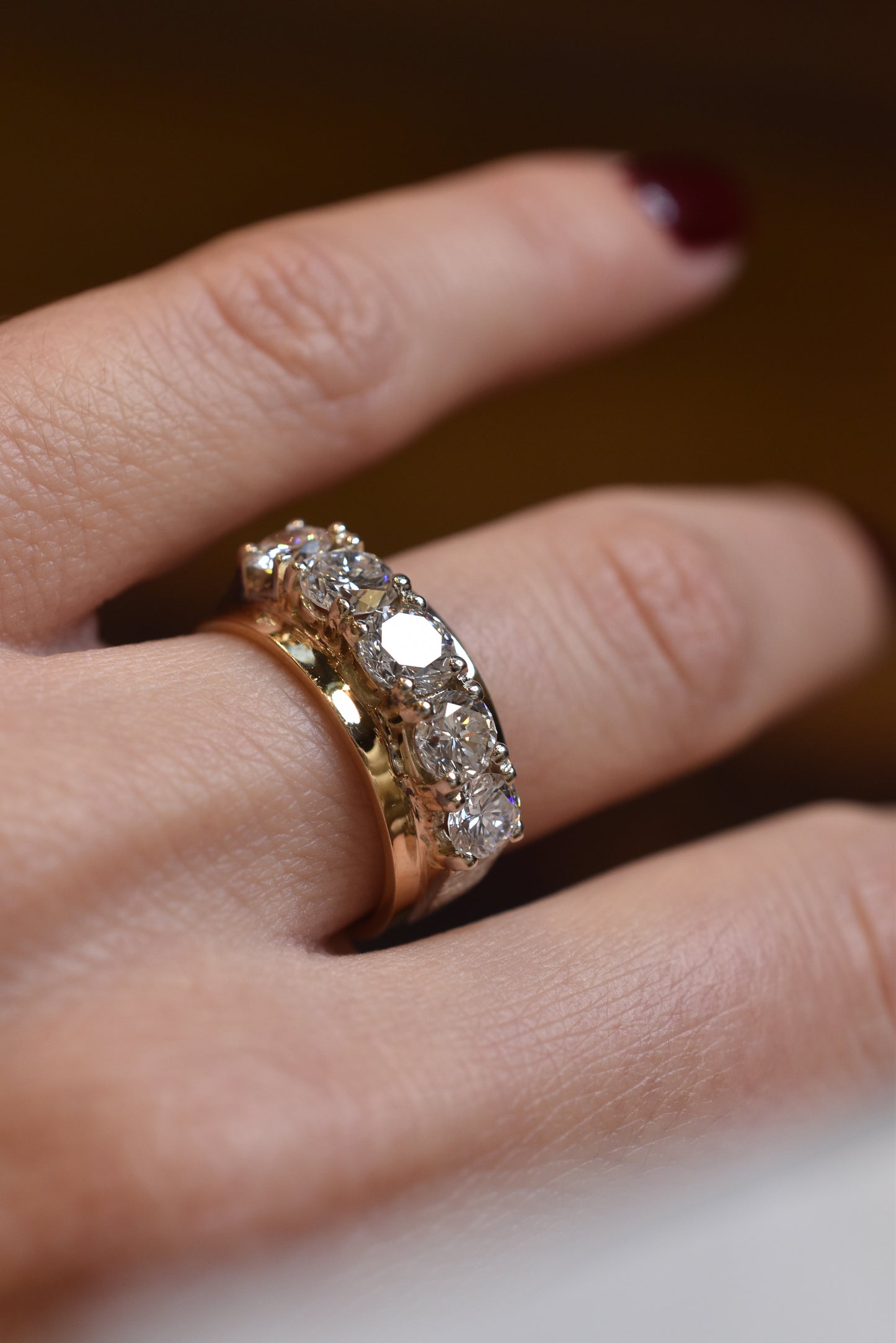 2.25ct Five Stone Diamond Ring in Yellow and White Gold