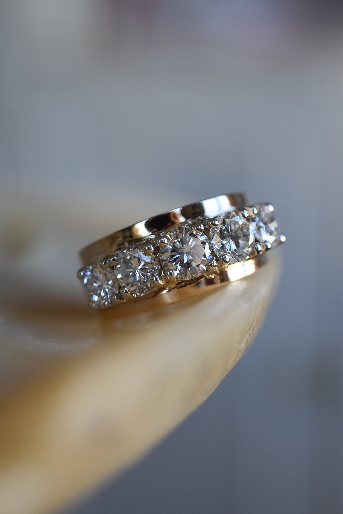 2.25ct Five Stone Diamond Ring in Yellow and White Gold