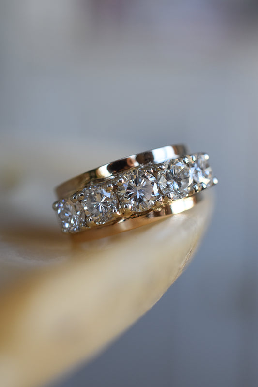 2.25ct Five Stone Diamond Ring in Yellow and White Gold