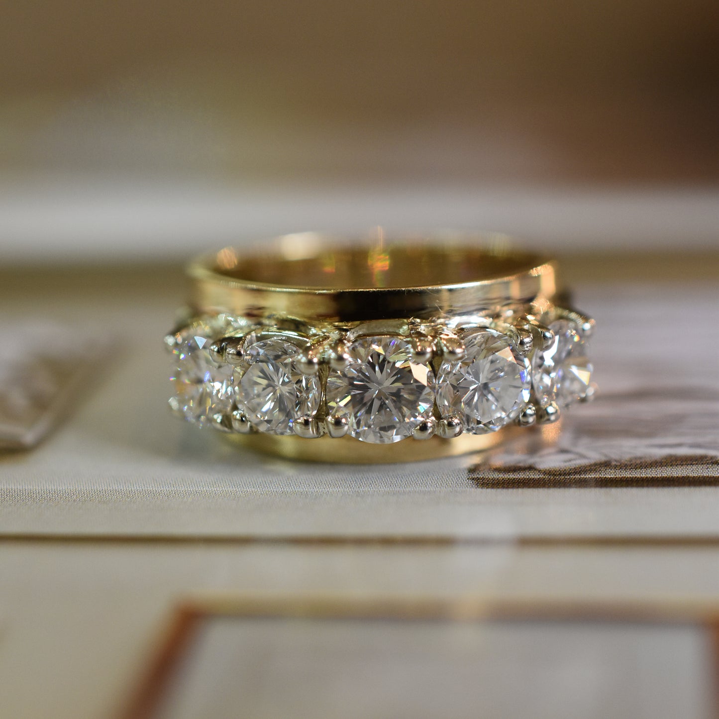 2.25ct Five Stone Diamond Ring in Yellow and White Gold