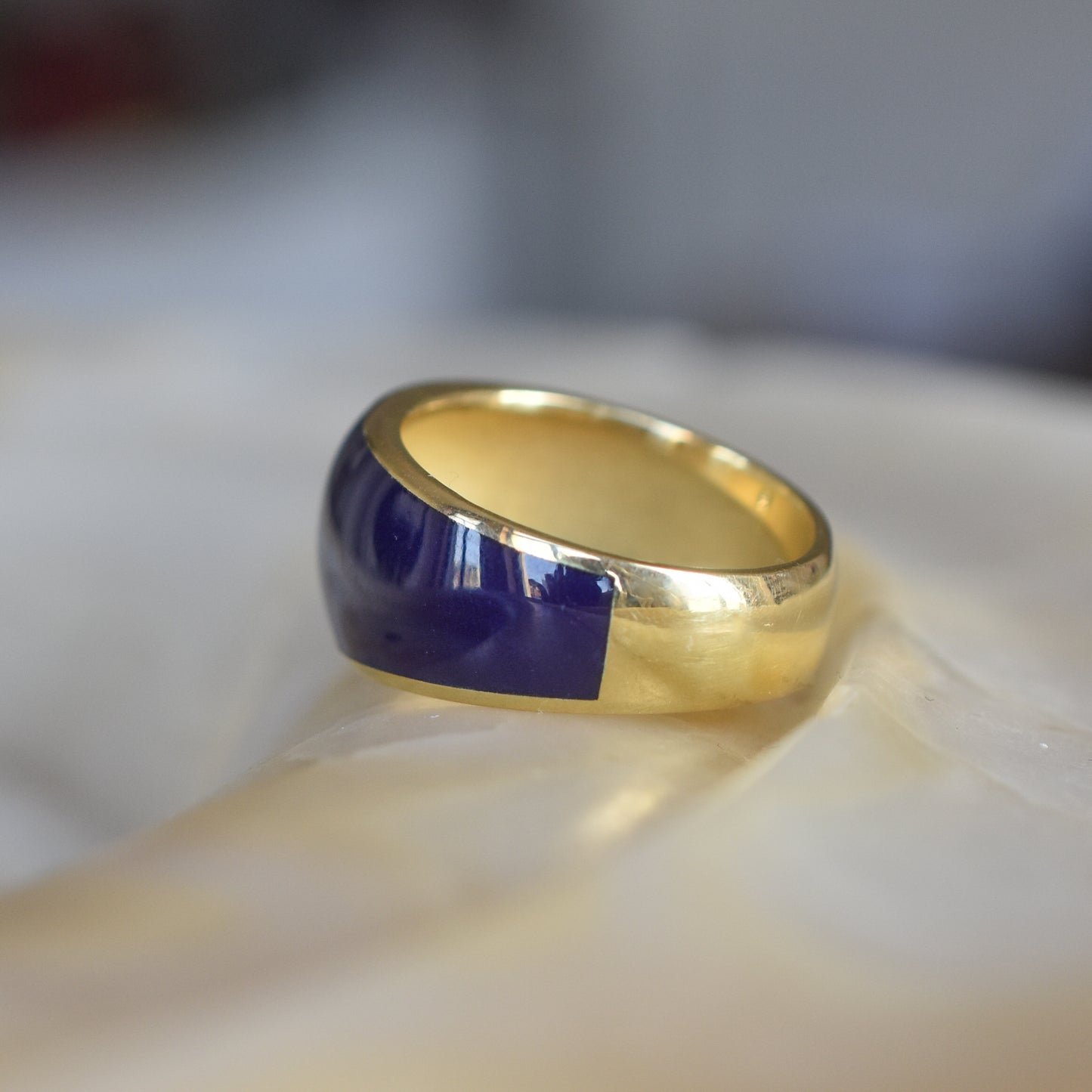 Old Mine cut Diamond and Blue Enamel Celestial ‘Star’ Ring in 18k Yellow Gold